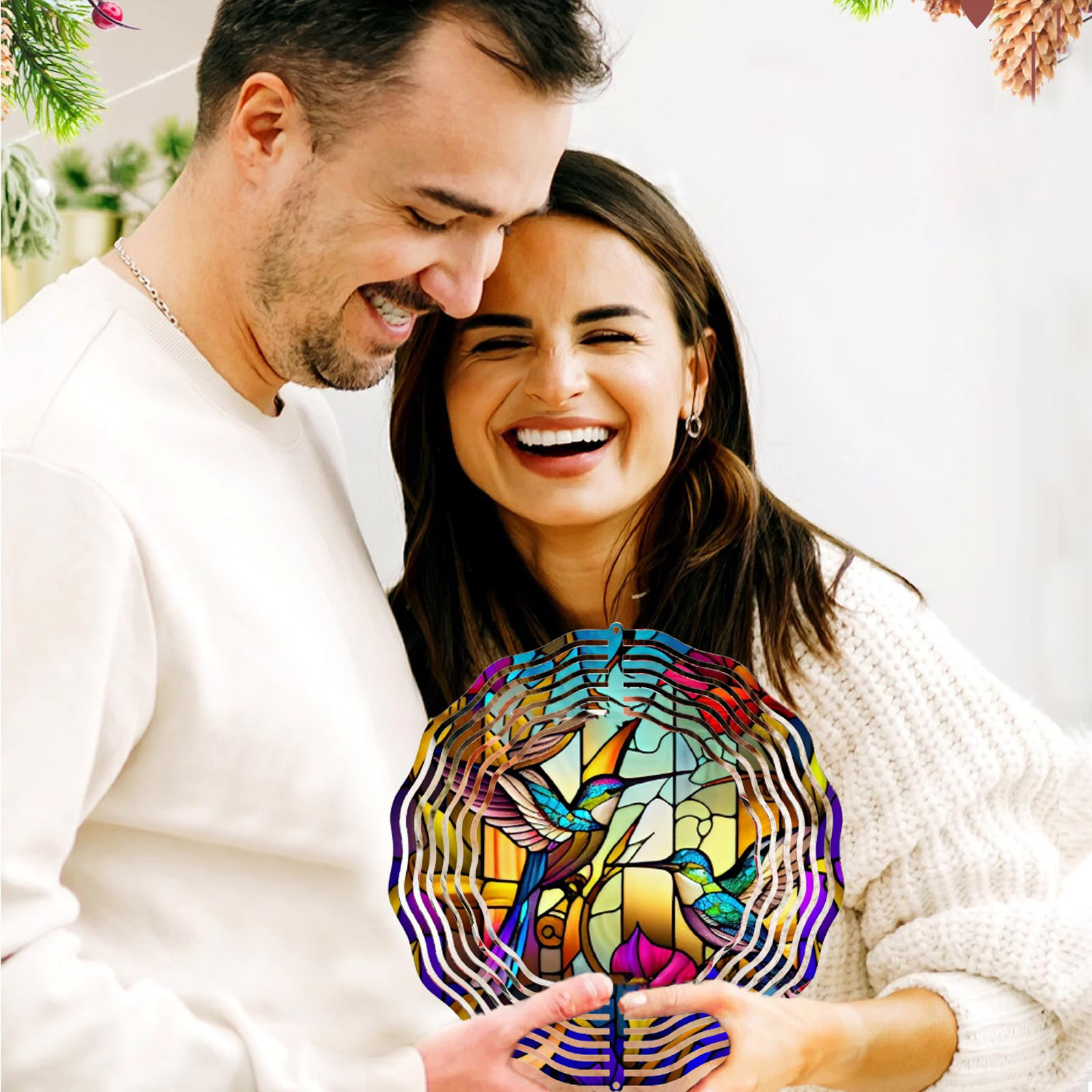 Stained Glass Style Multi-Color Kinetic Wind Spinners