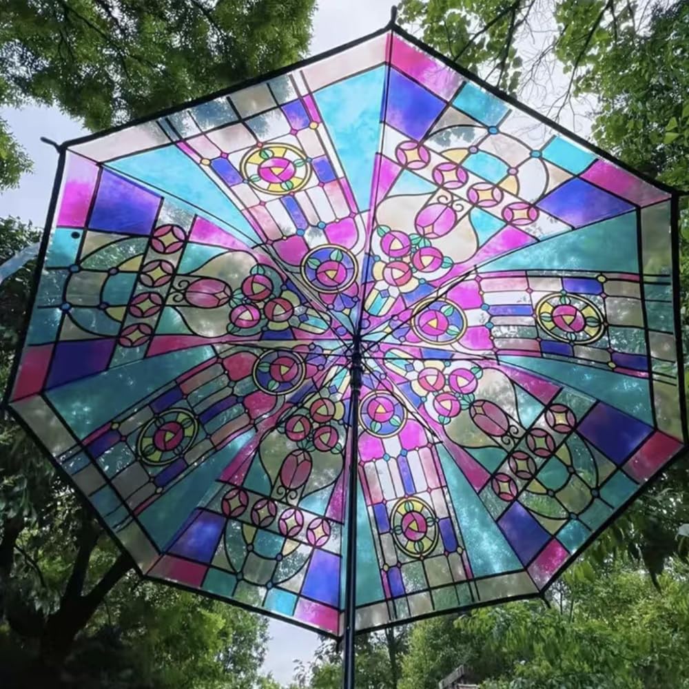 🔥Vintage Stained Glass Automatic Umbrella