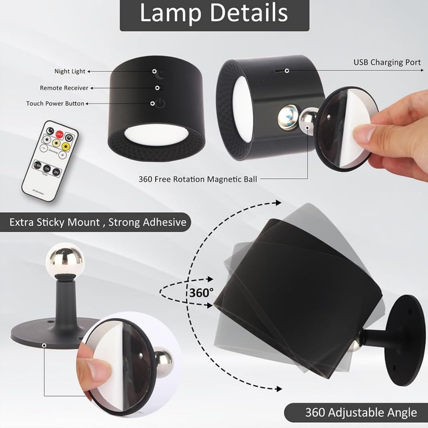 360° Rotating Touch Control Sensor Light