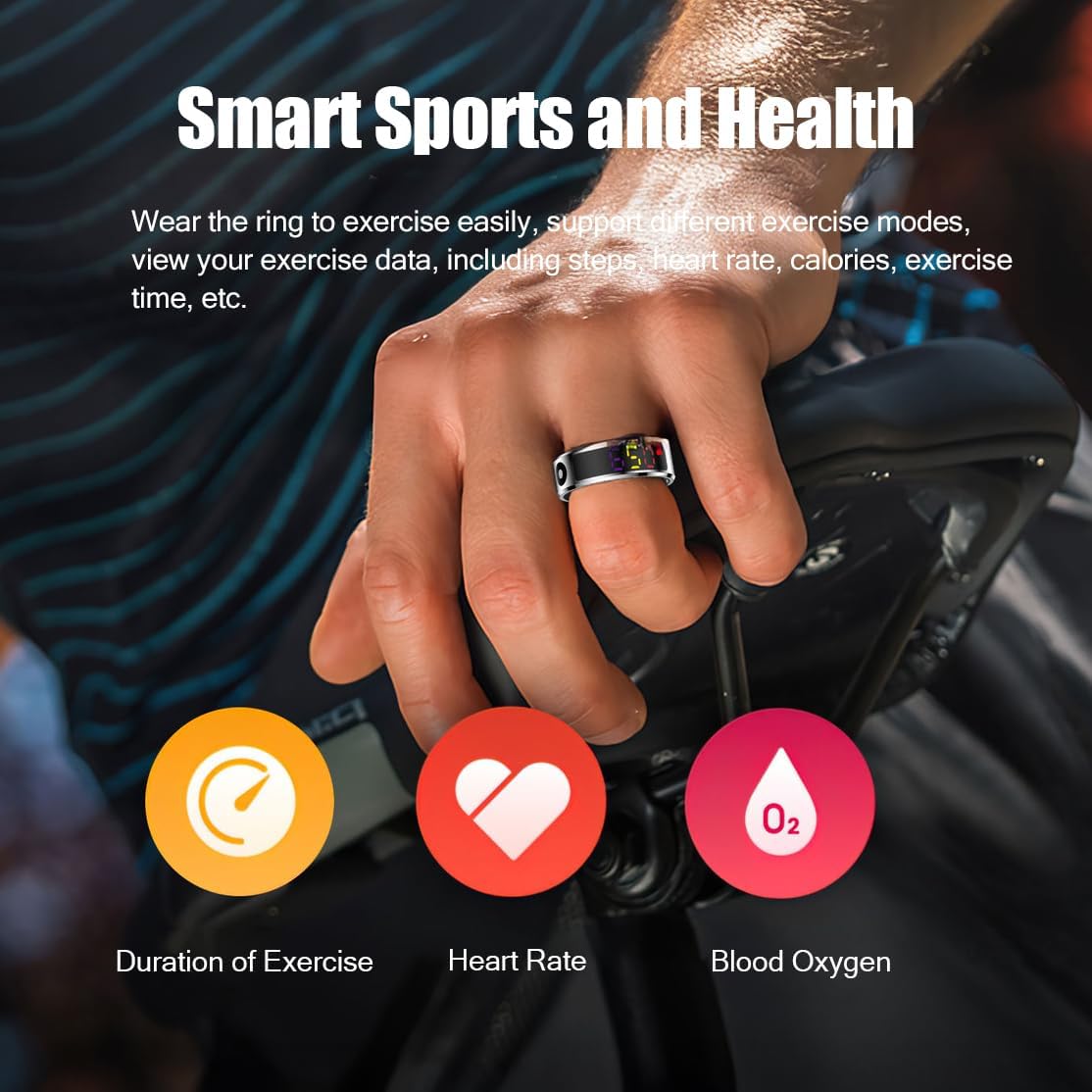 Color Screen Smart Health Ring for Women Men