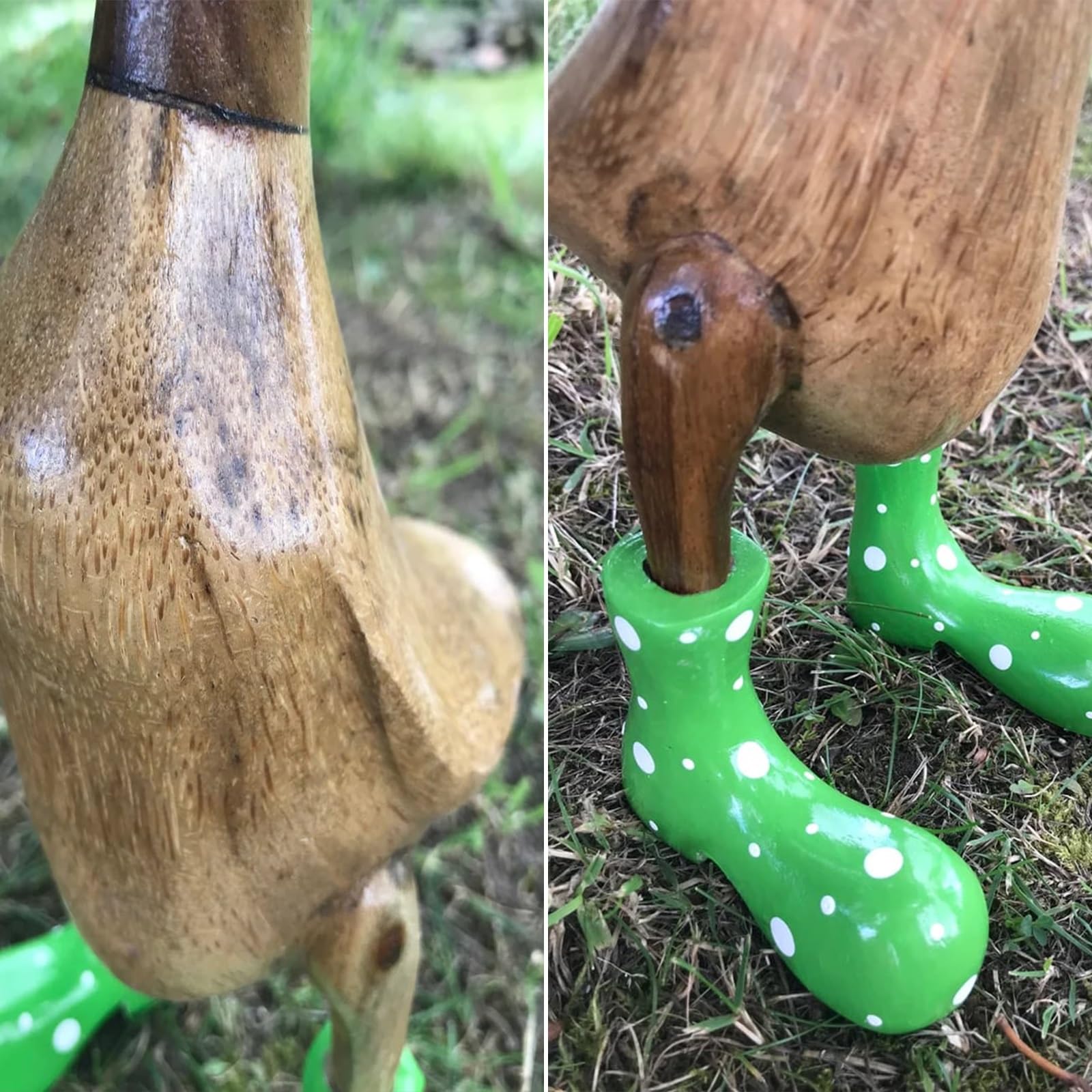 🌈Hand Carved Wellies Duck Family💞