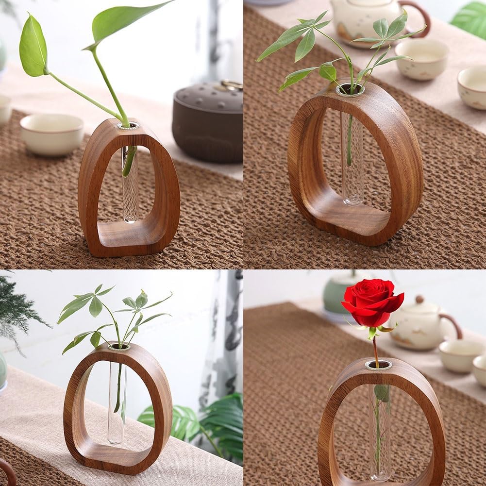 🌿Solid Wood Glass Vase