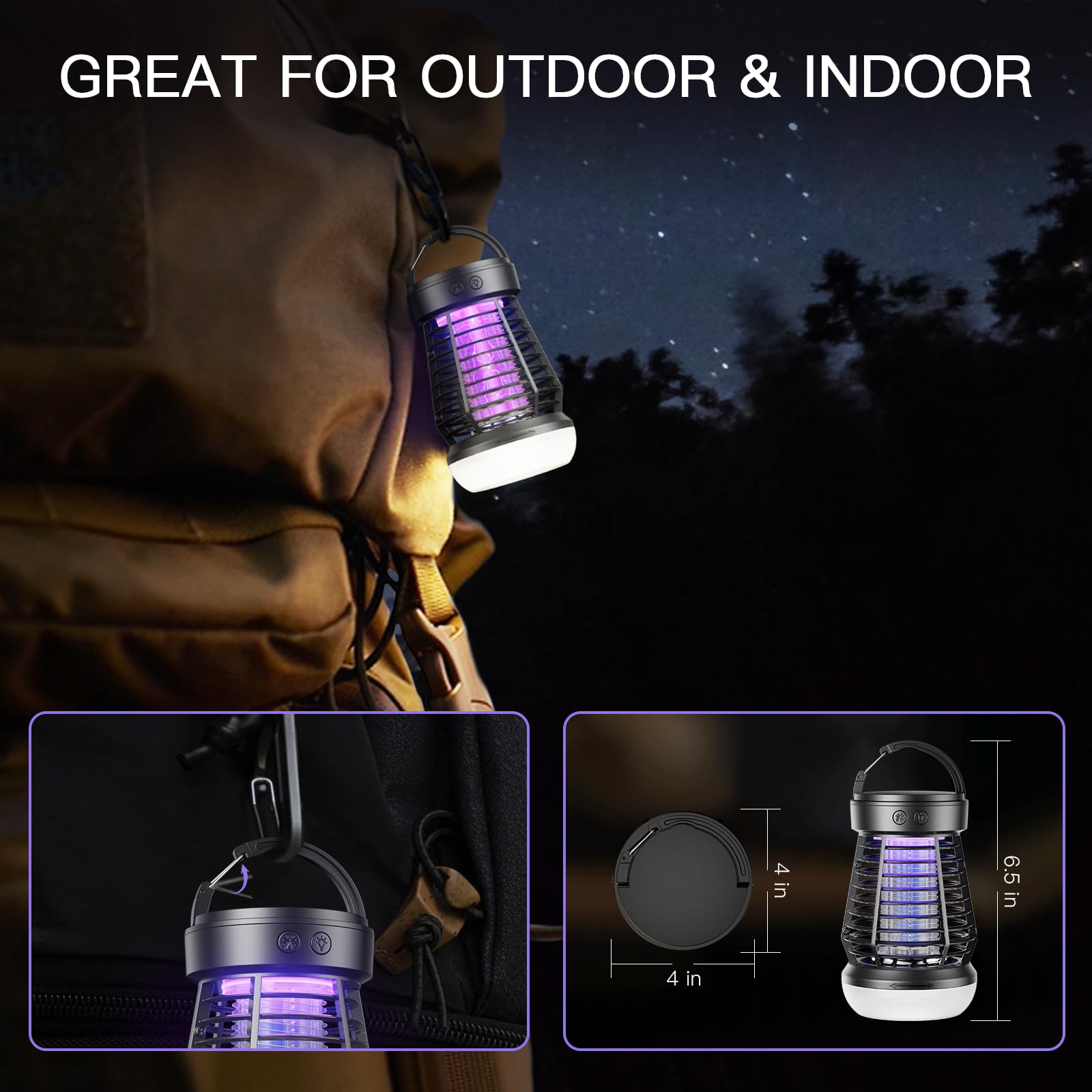 2025 Upgraded Mosquito Zapper 3-in-1 Rechargeable Mosquito Killer & Camping Lamp
