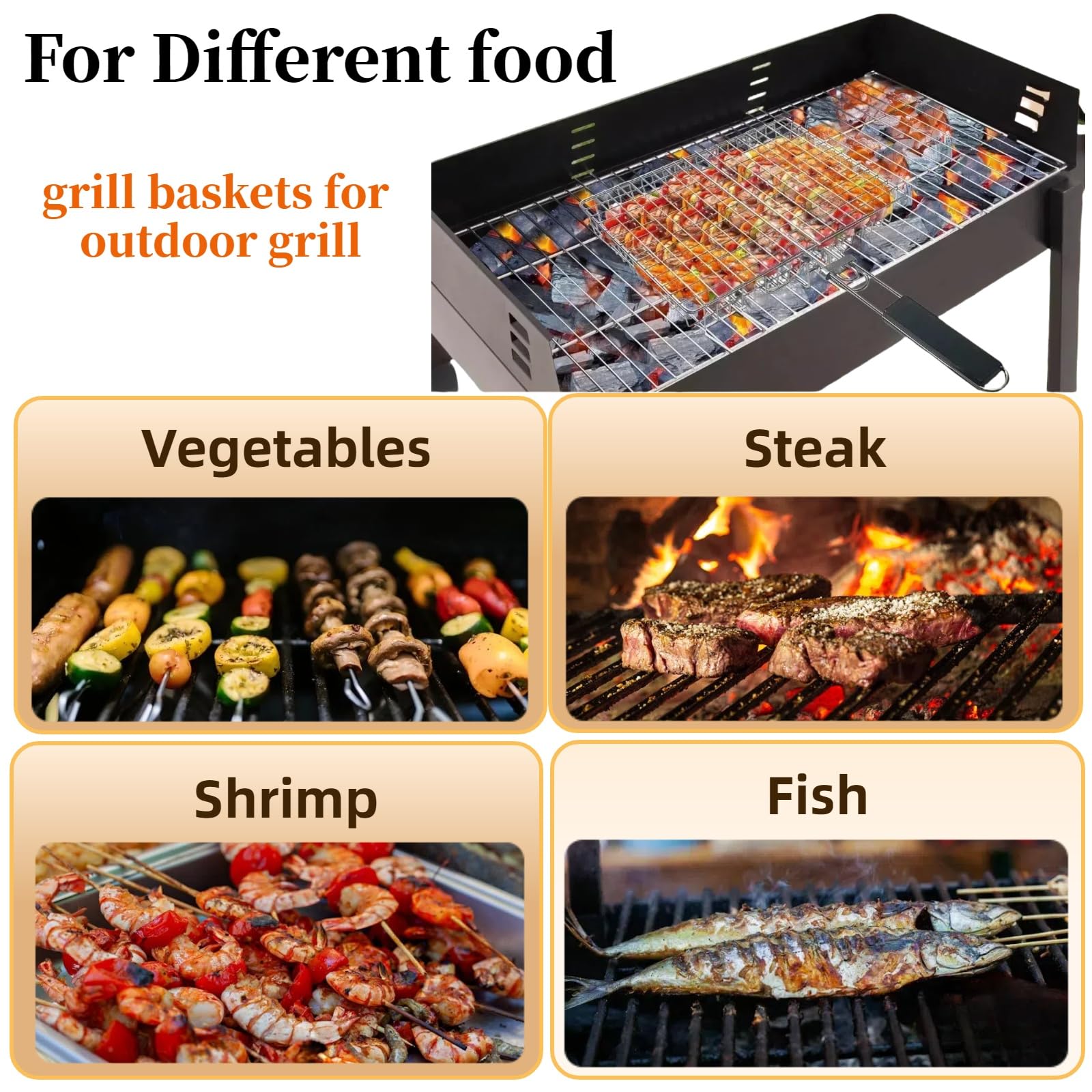 Nesting Three-Dimensional Grill Baskets