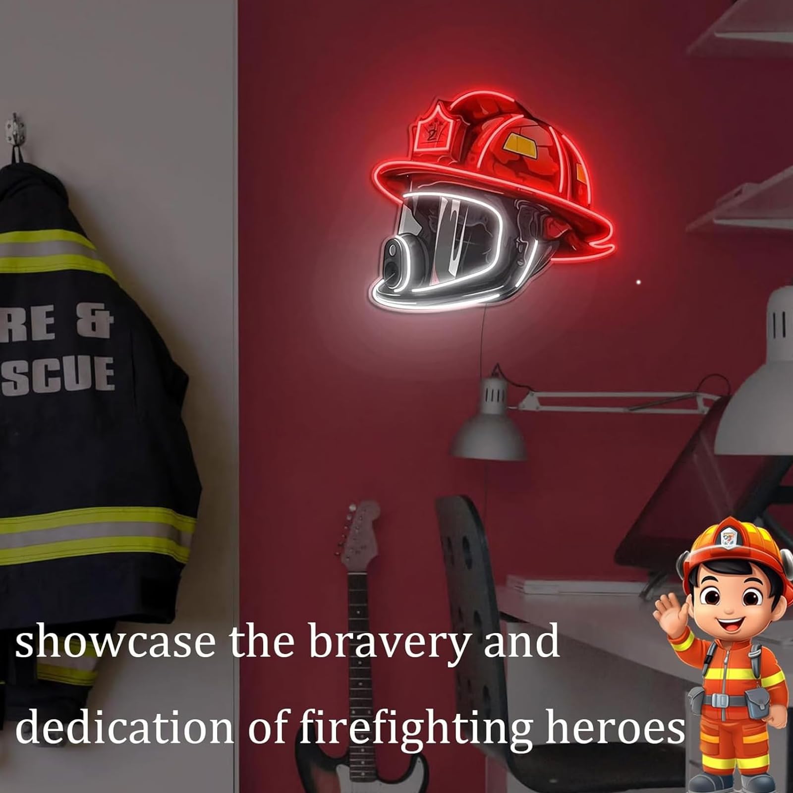 Firefighter Tribute Helmet Neon Light Ornament