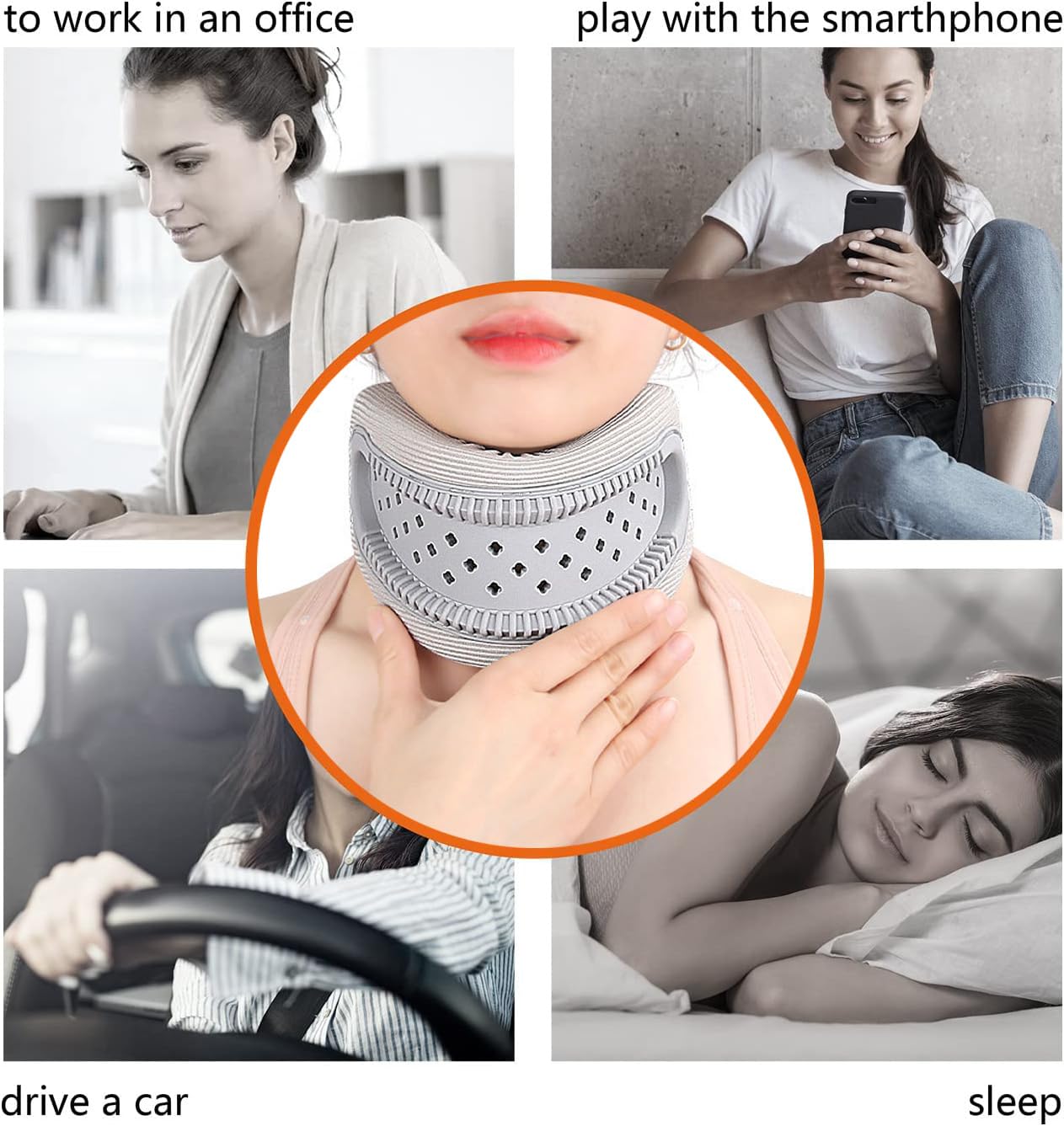 Neck Brace for Pain Relief and Support, Soft Adjustable Cervical Collar Neck Traction Device