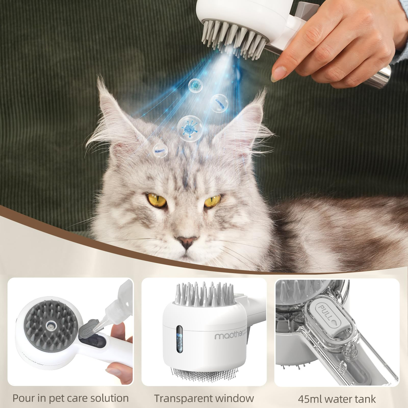 Double Sided Steam Pet Grooming Shedding Brush