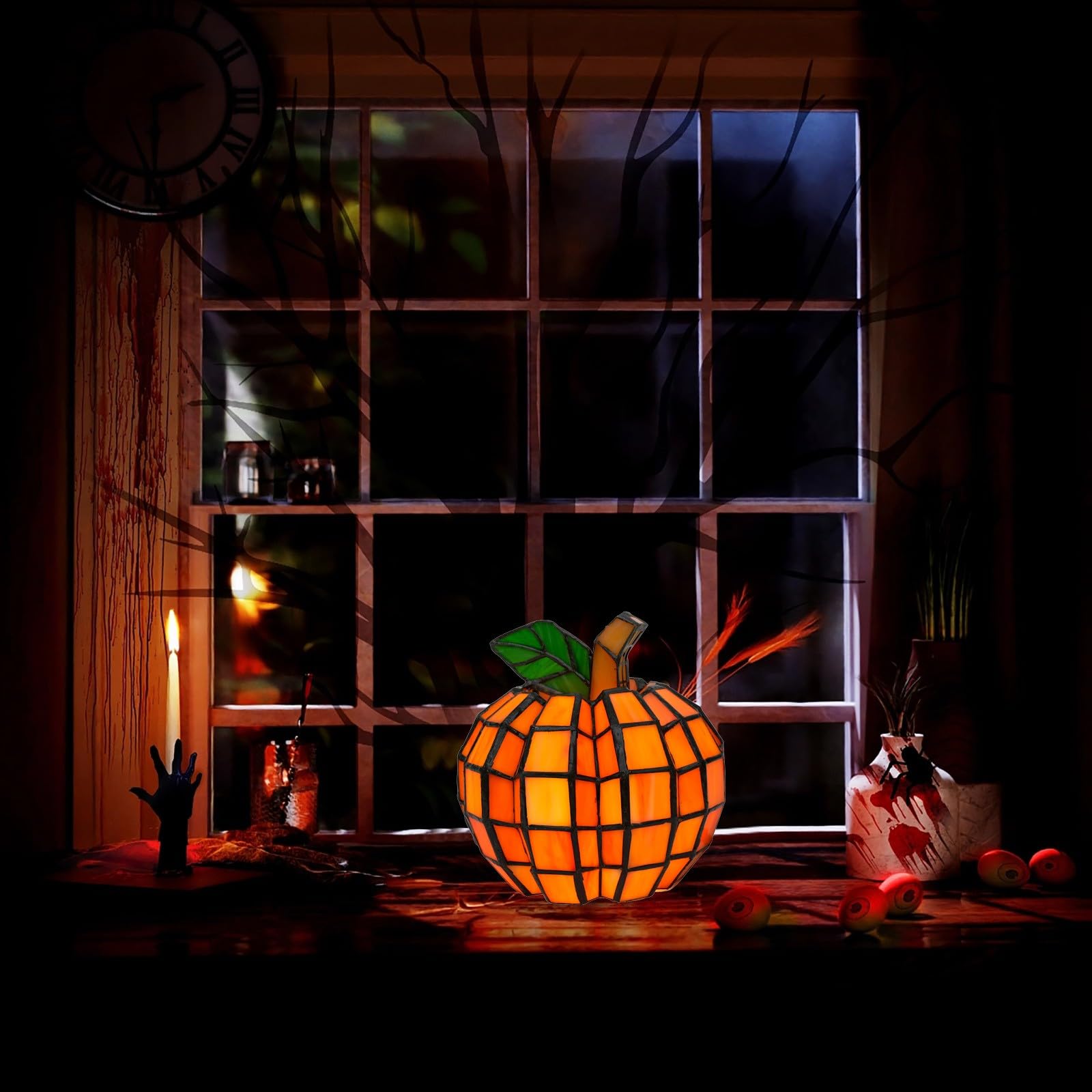 🎃Orange Indoor Patch the Pumpkin Stained Accent Lamp