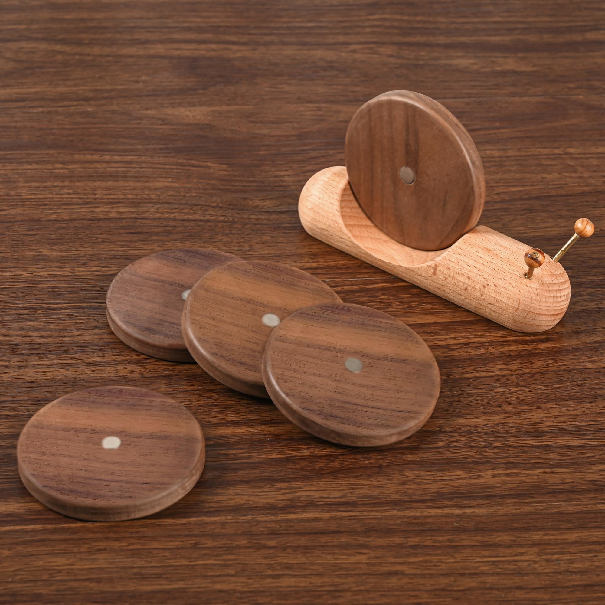 Wooden Snail Coaster Set