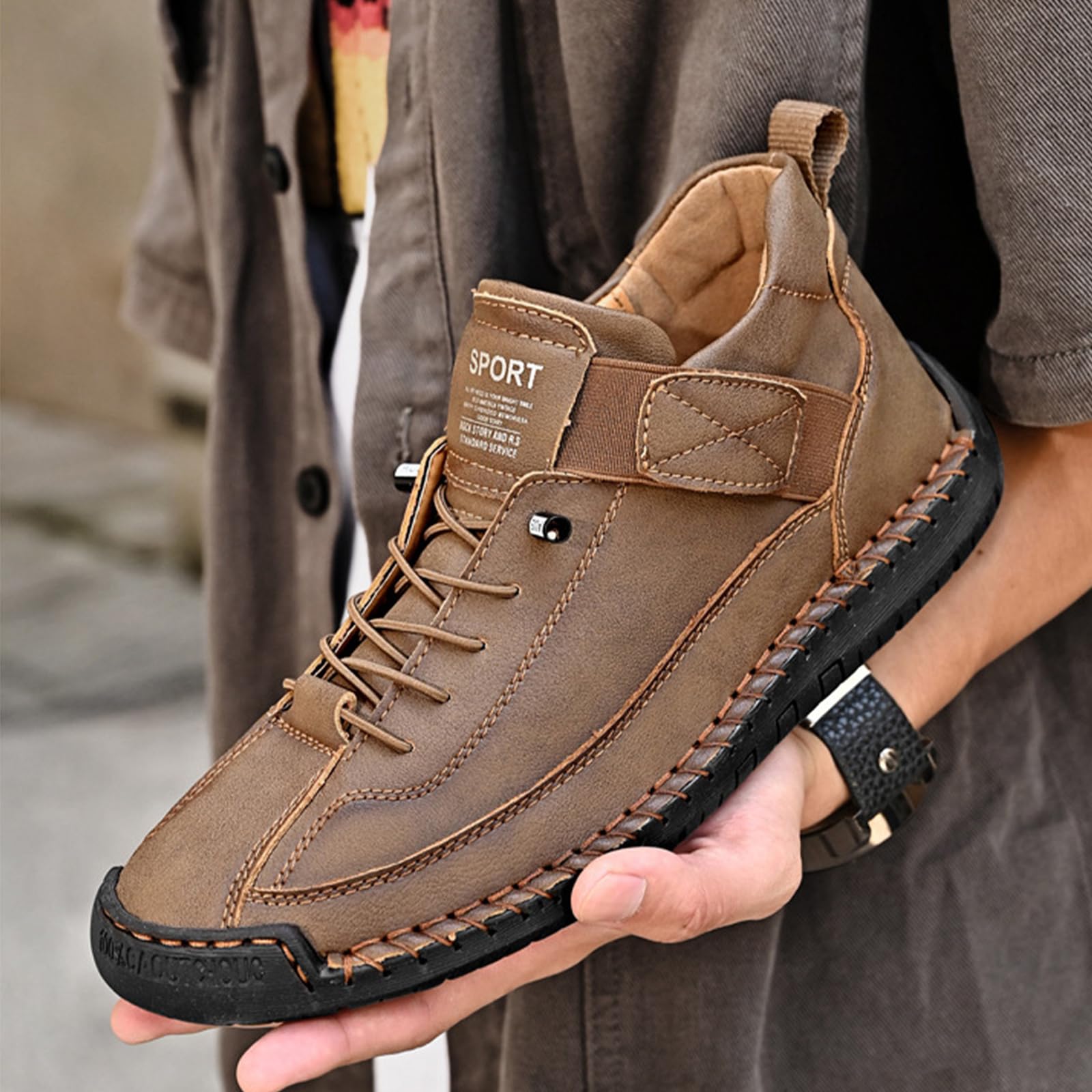 Handmade Leather Men Shoes Casual Slip On Loafers Breathable Leather Shoes