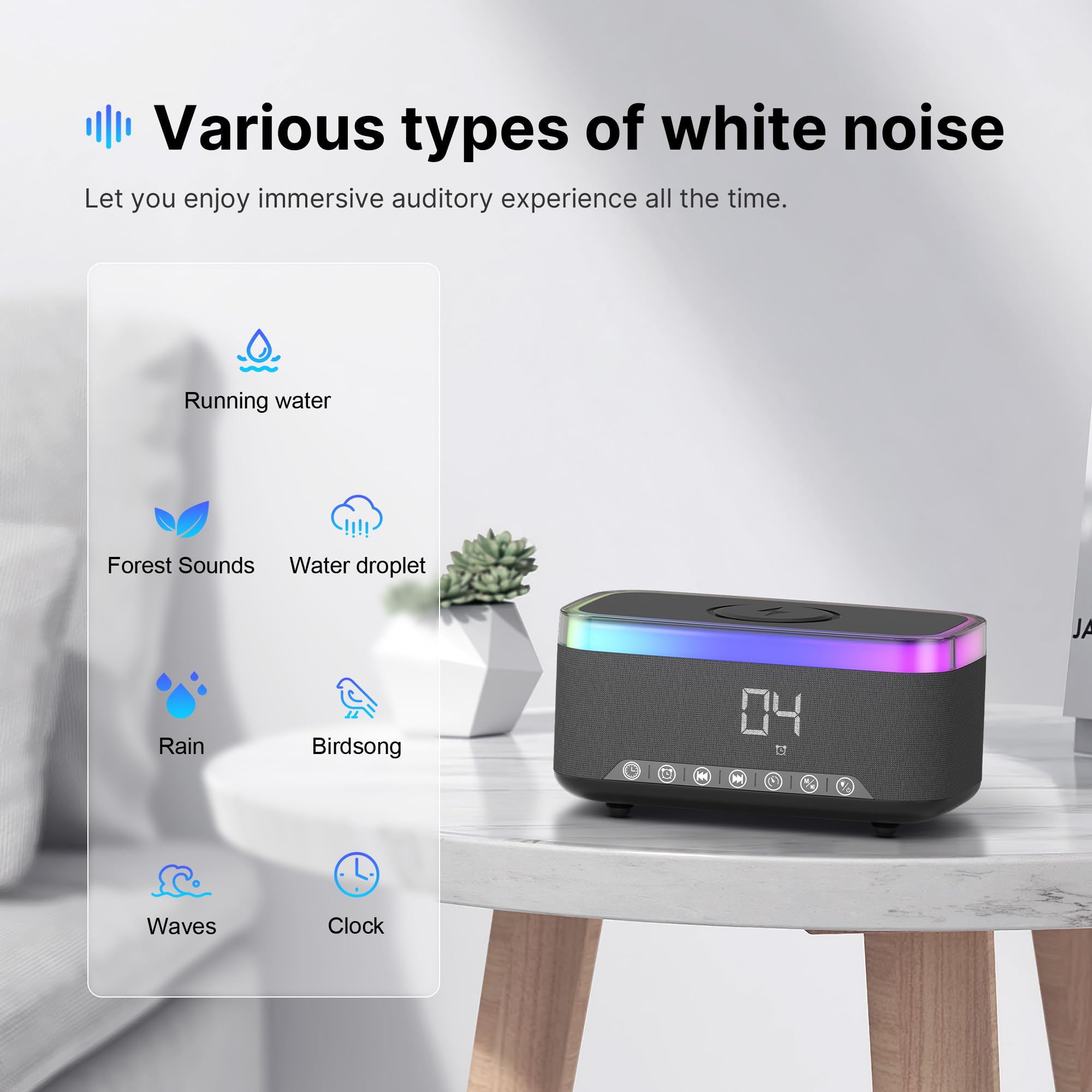 Multifunctional Portable Bluetooth Speaker with 15W Fast Wireless Charging