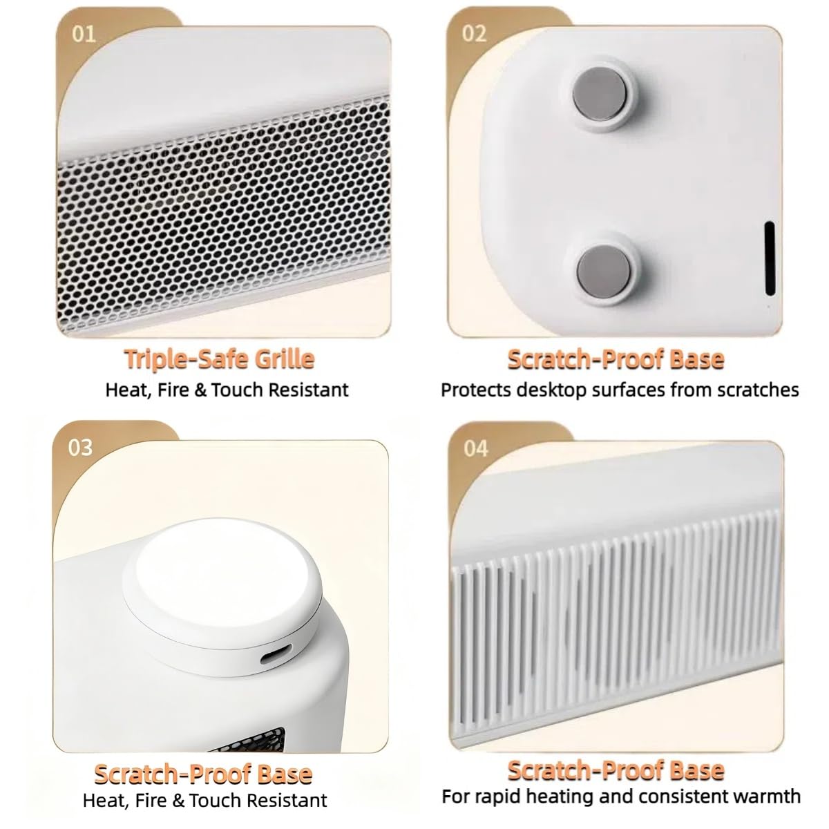 Portable Quiet Ceramic Space Heater with Tip-Over & Overheat Protection