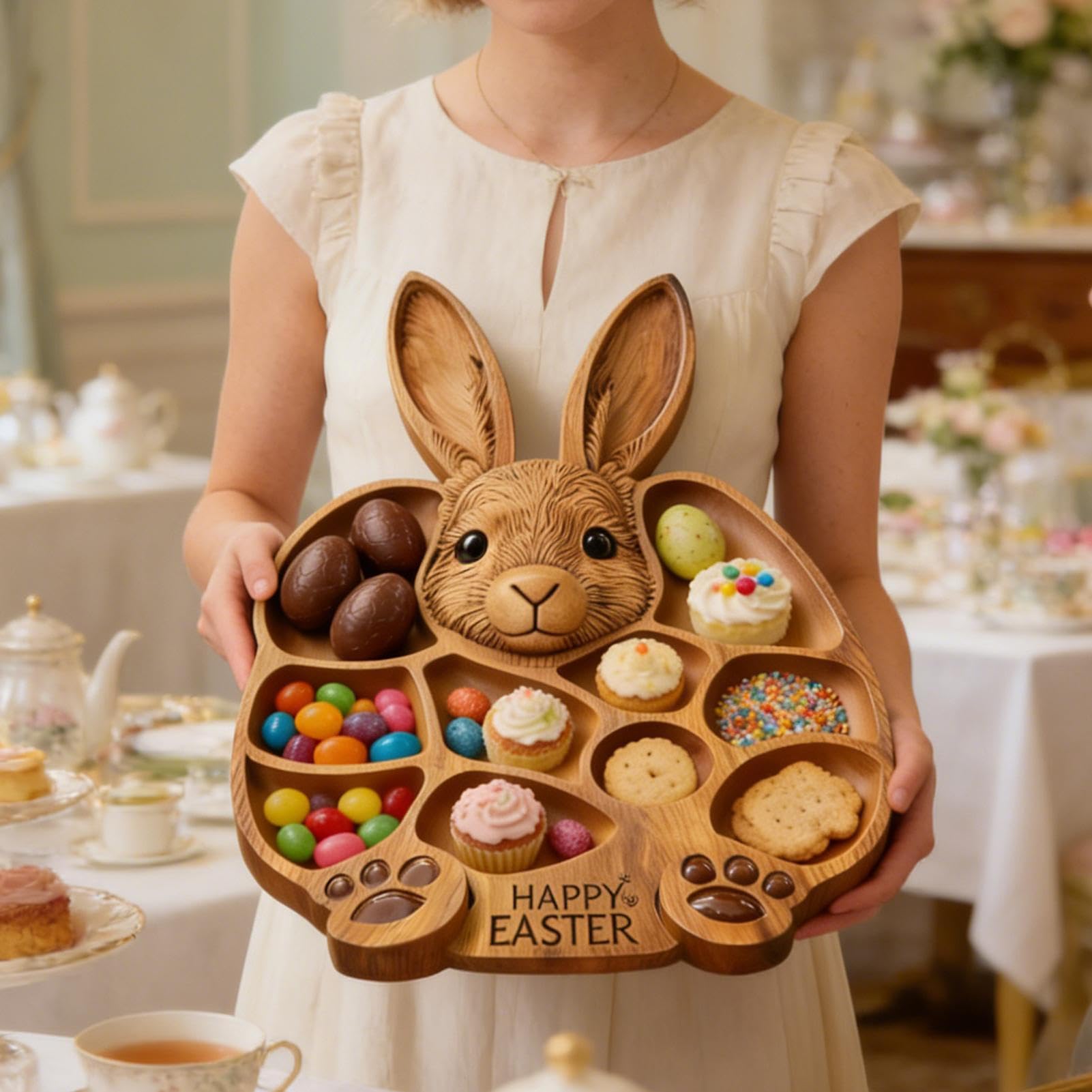 Bunny Wooden Divided Tray