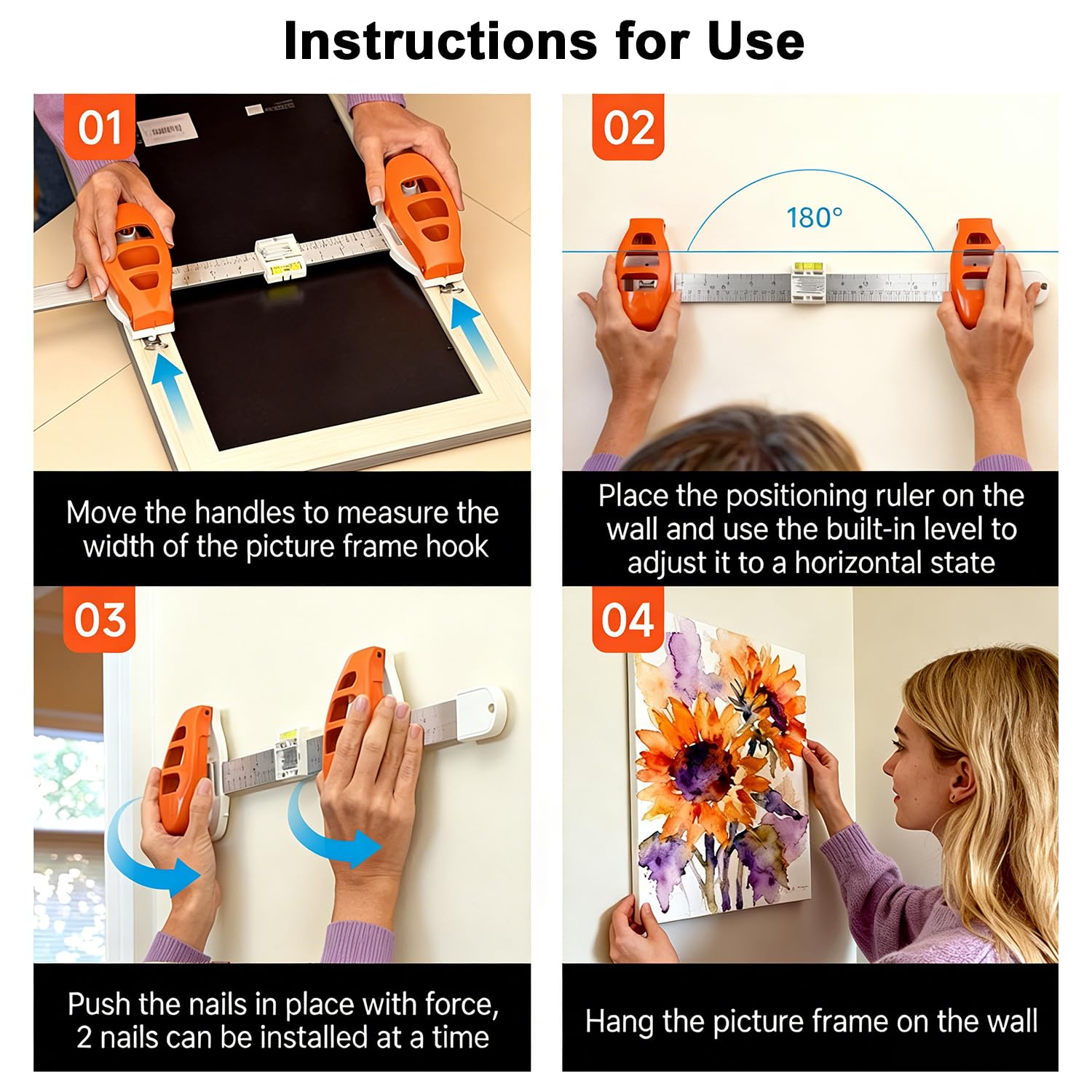 3-in-1 Level Ruler Picture Hanging Tool