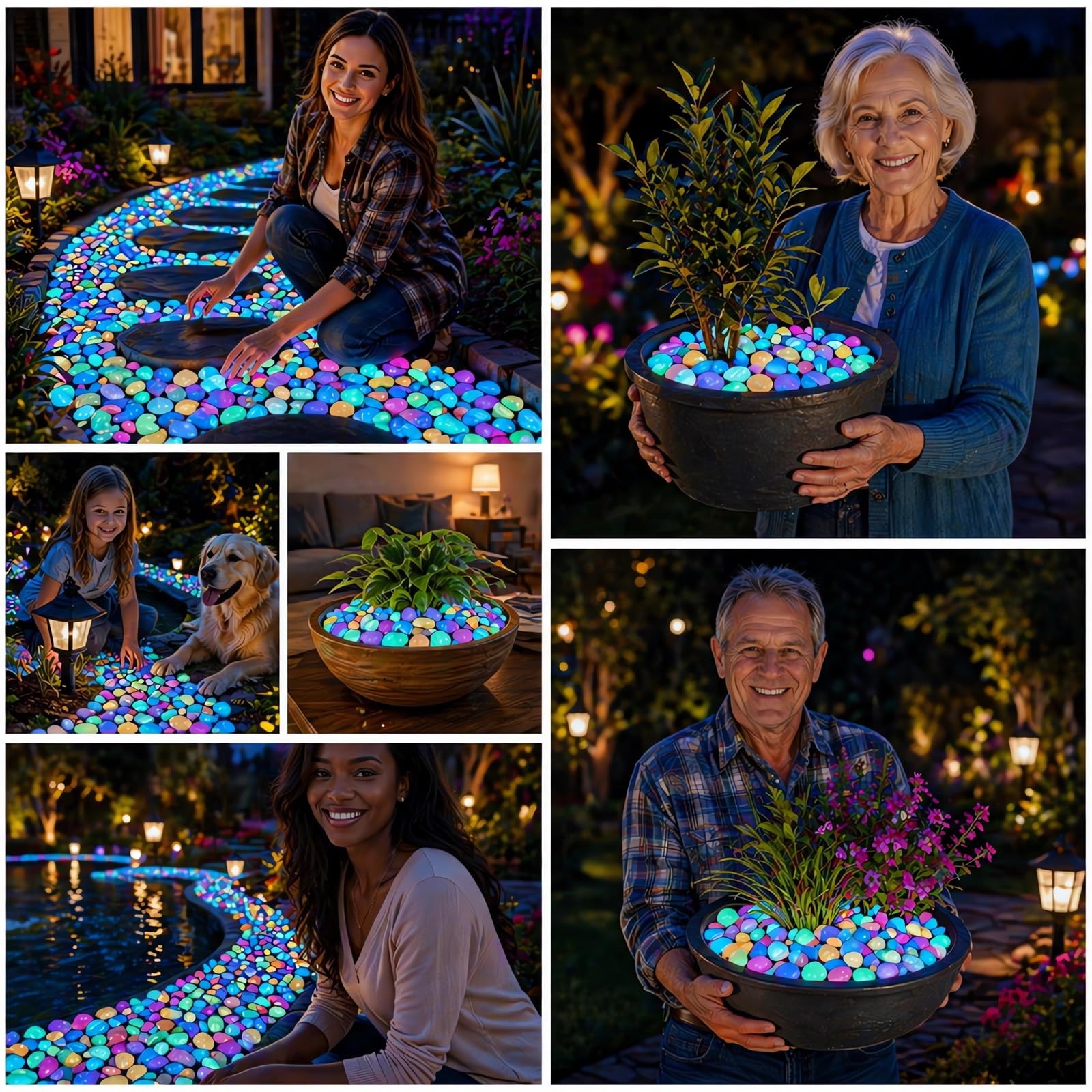 🌈Colorful Glow-in-the-Dark Garden Stones