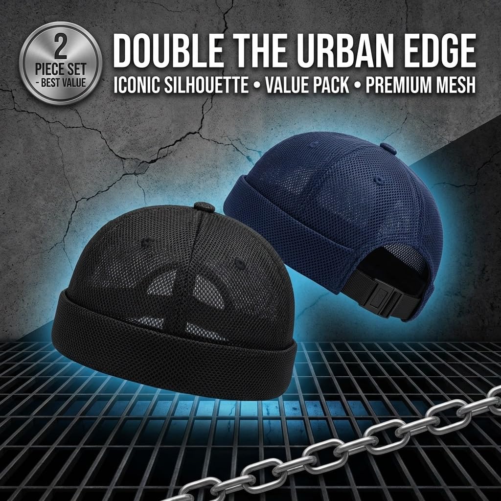 Men’s Breathable Brimless Docker Hat – Lightweight Mesh Skull Cap for Summer Outdoor Wear