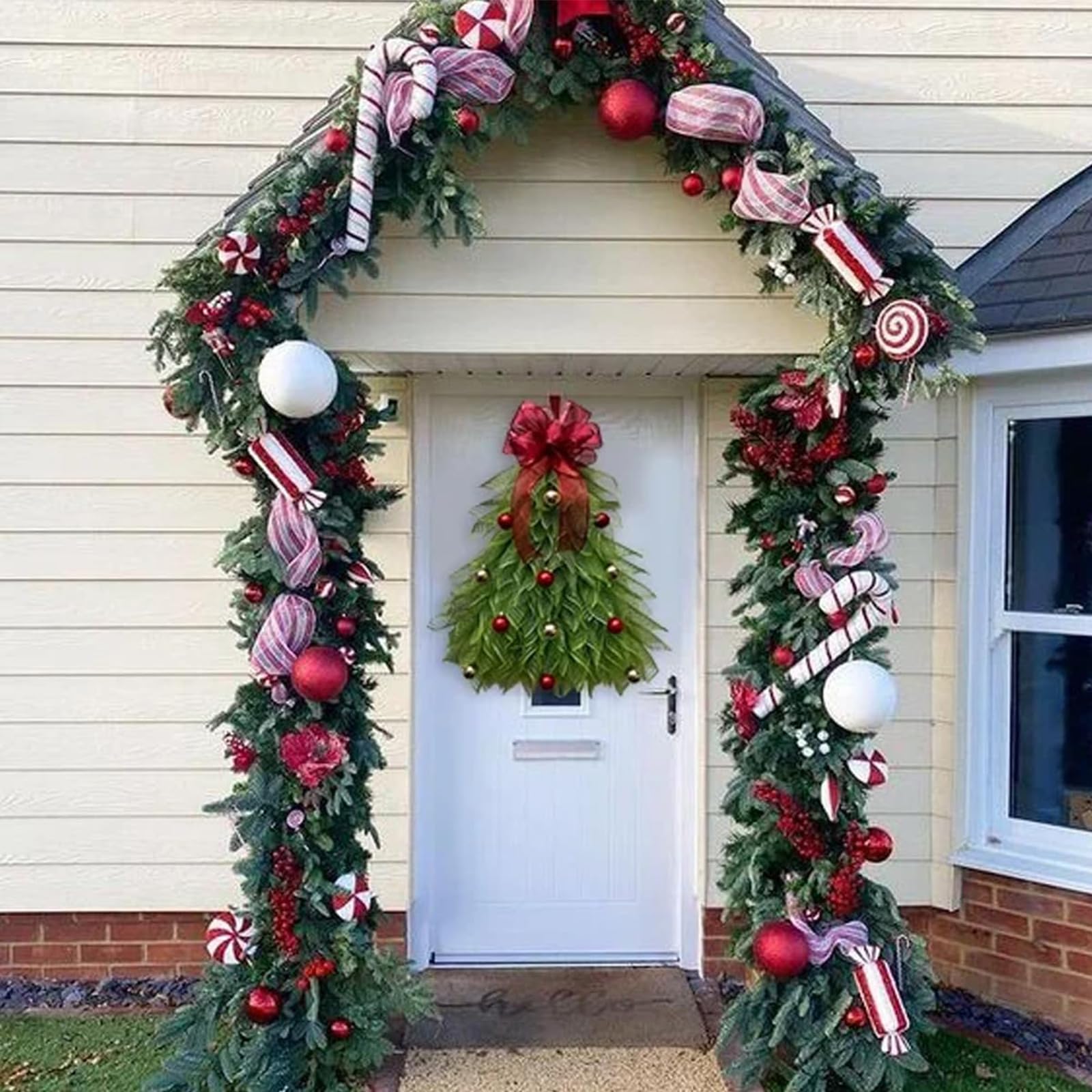 Last Day 50% OFF - Handmade Christmas Tree Wreath for Front Door