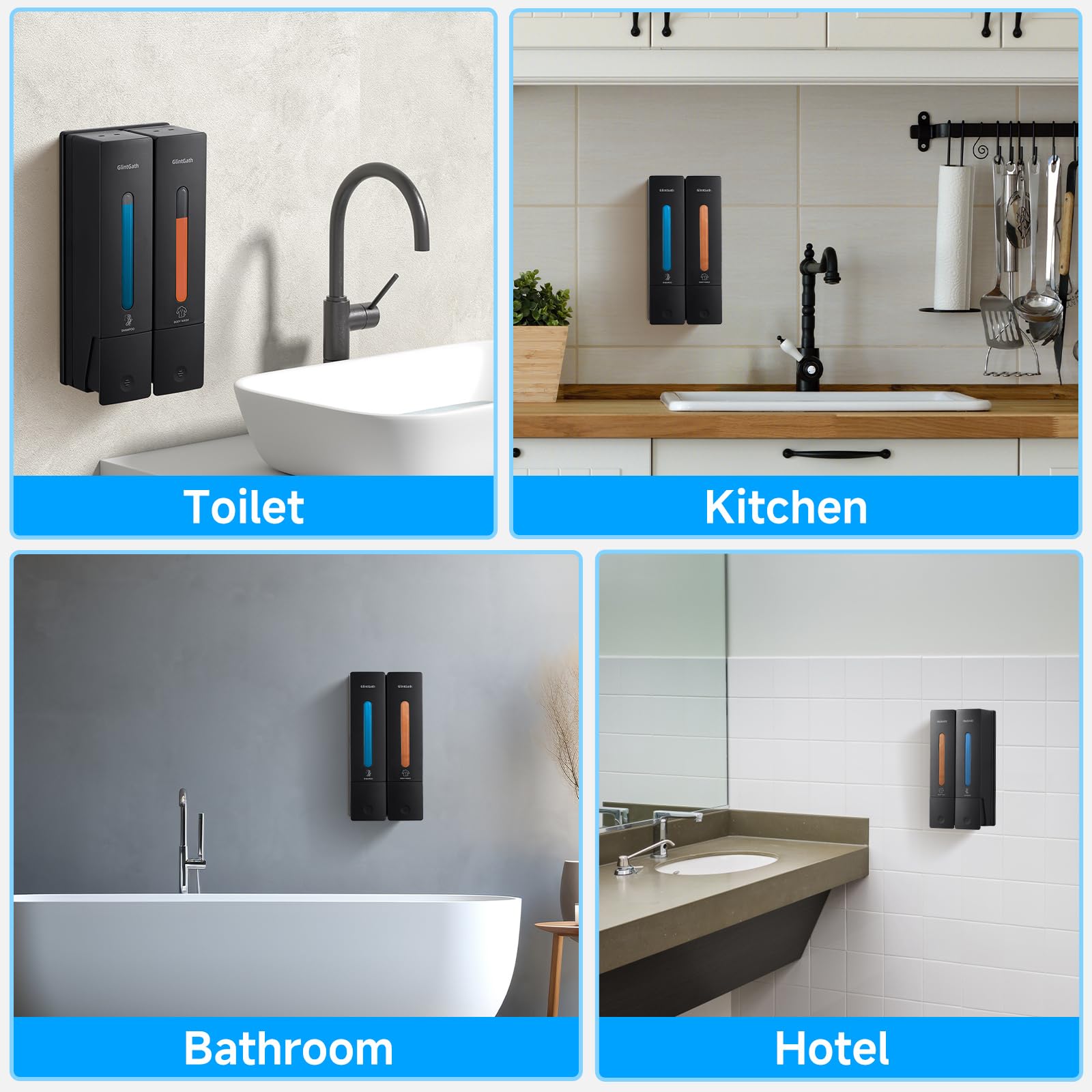 Body Wash Dispenser Wall Mounted for Bathroom