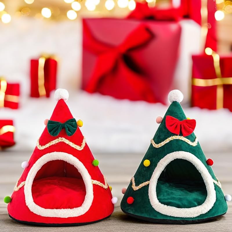 Christmas Tree Cat House Cave Cat Sleeping Bed