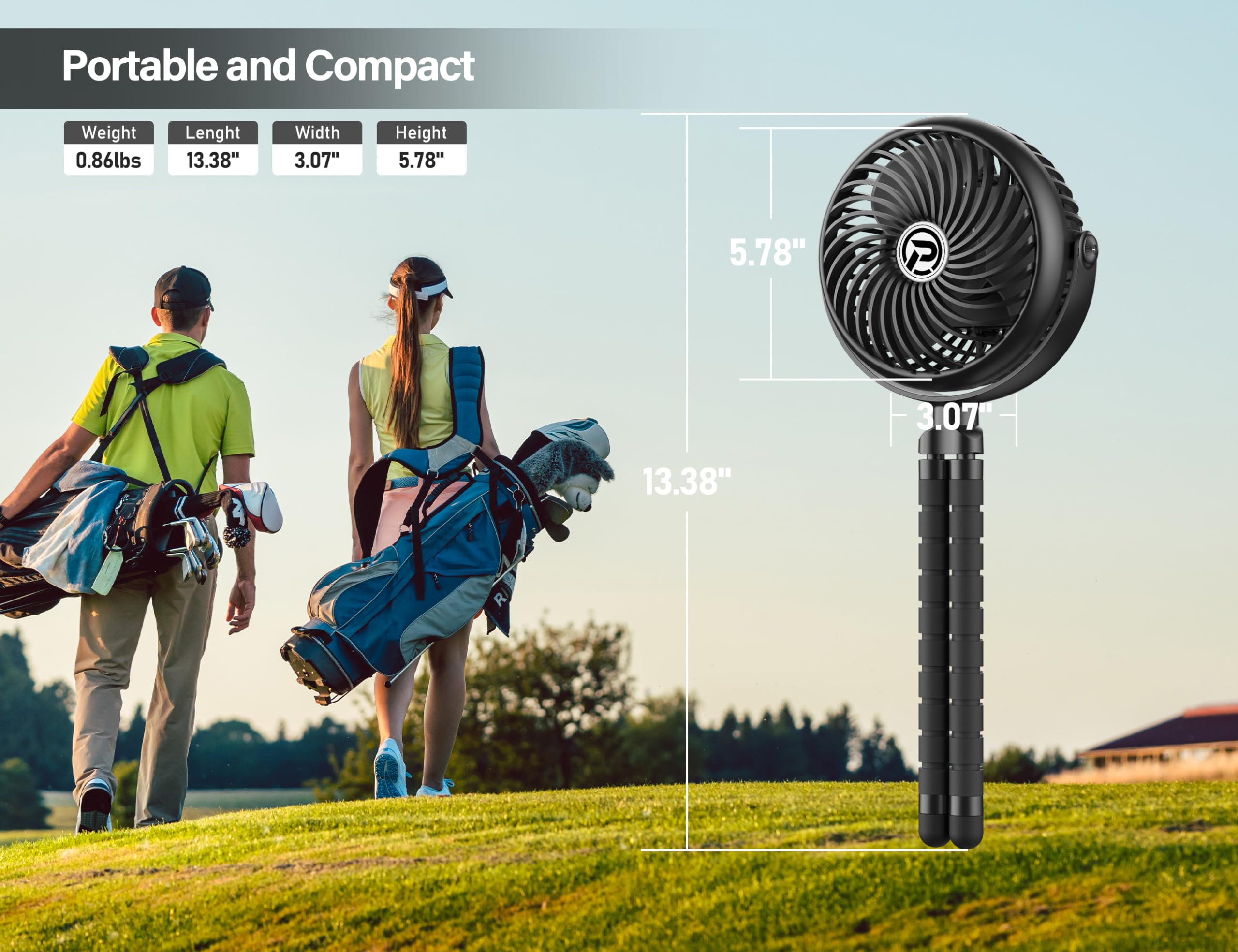 Rechargeable Golf Cart Fan