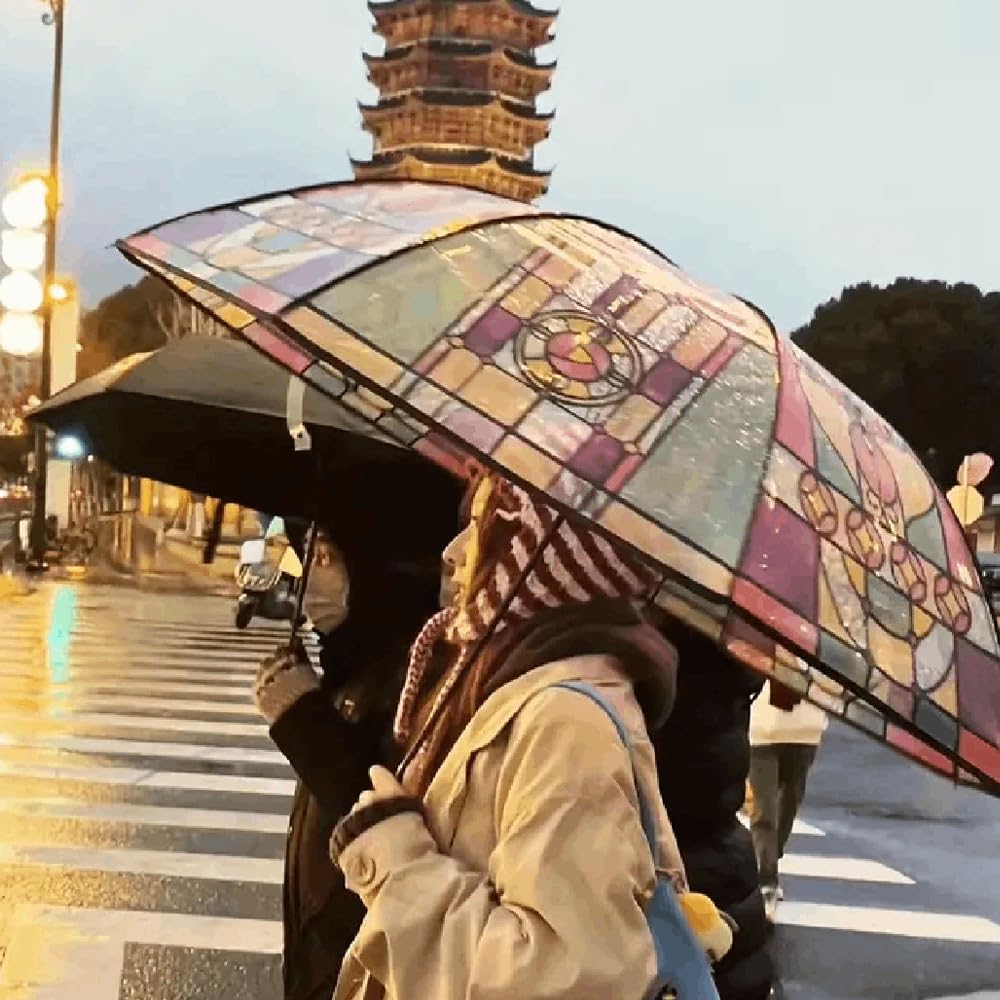 🔥Vintage Stained Glass Automatic Umbrella