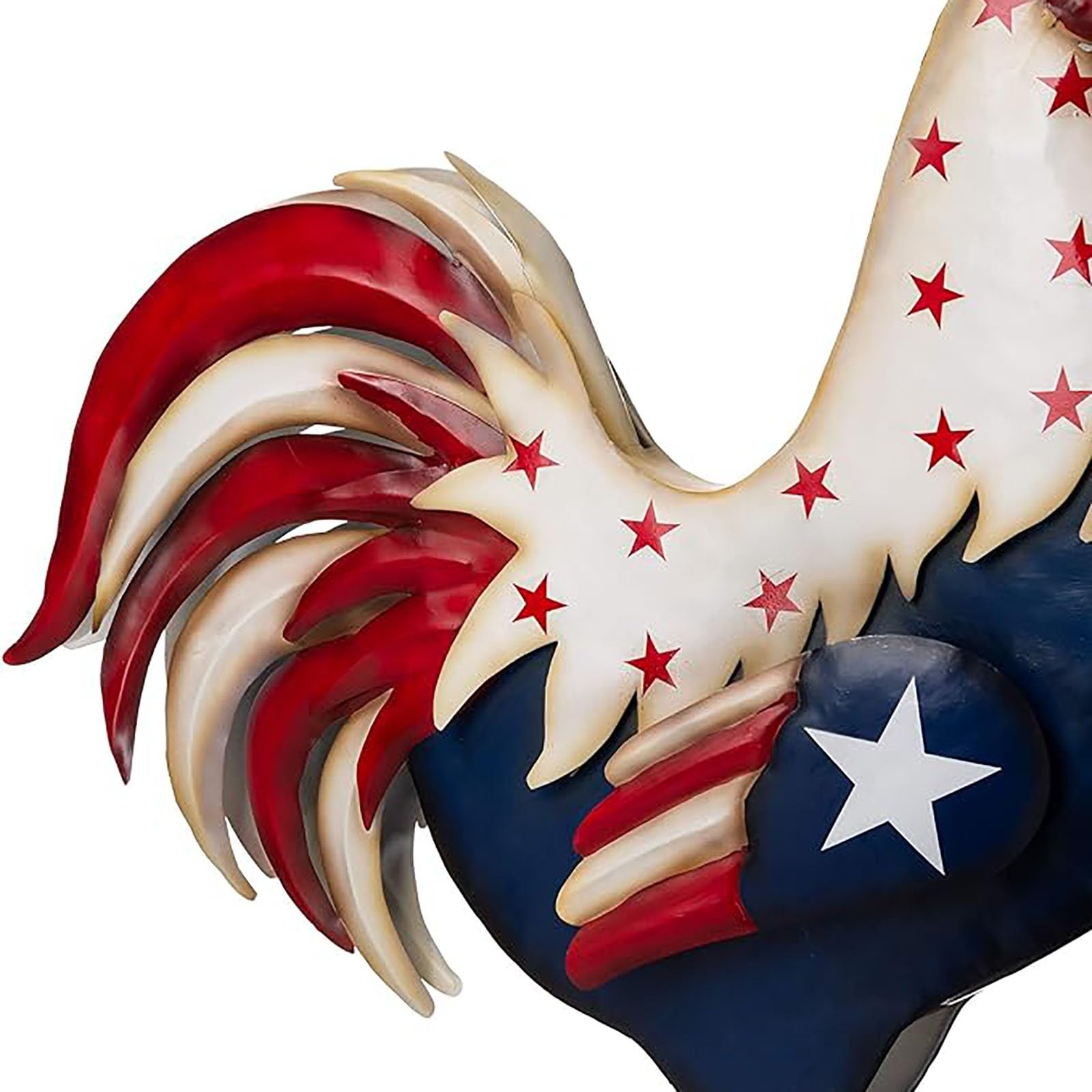 Metal Patriotic Rooster Statue