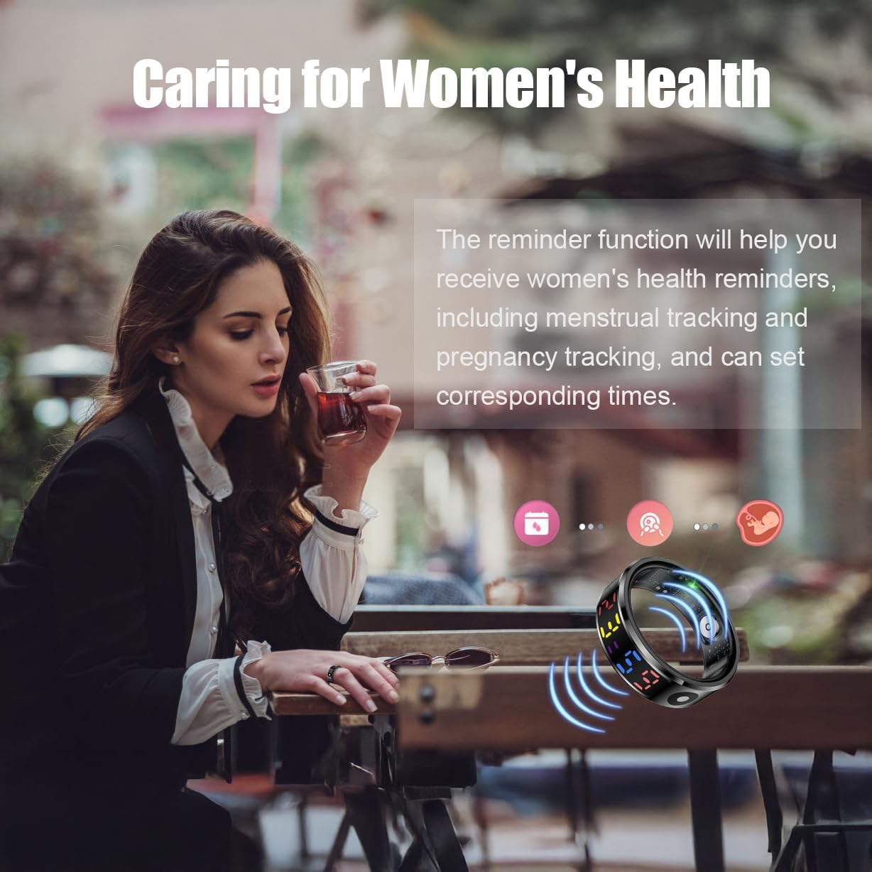 Color Screen Smart Health Ring for Women Men