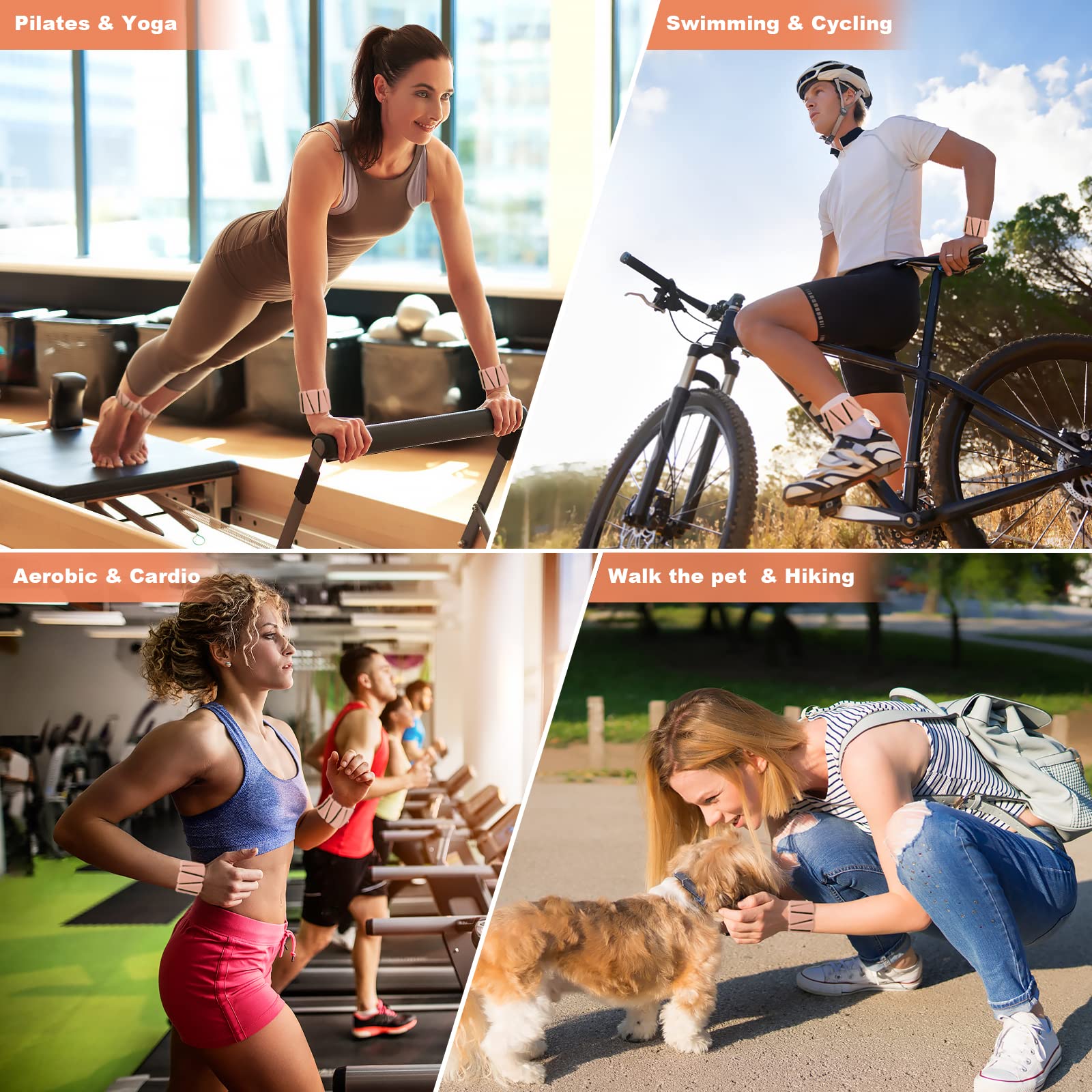 Adjustable Silicone Workout Wrist Weights Set of 2 (1lb Each)