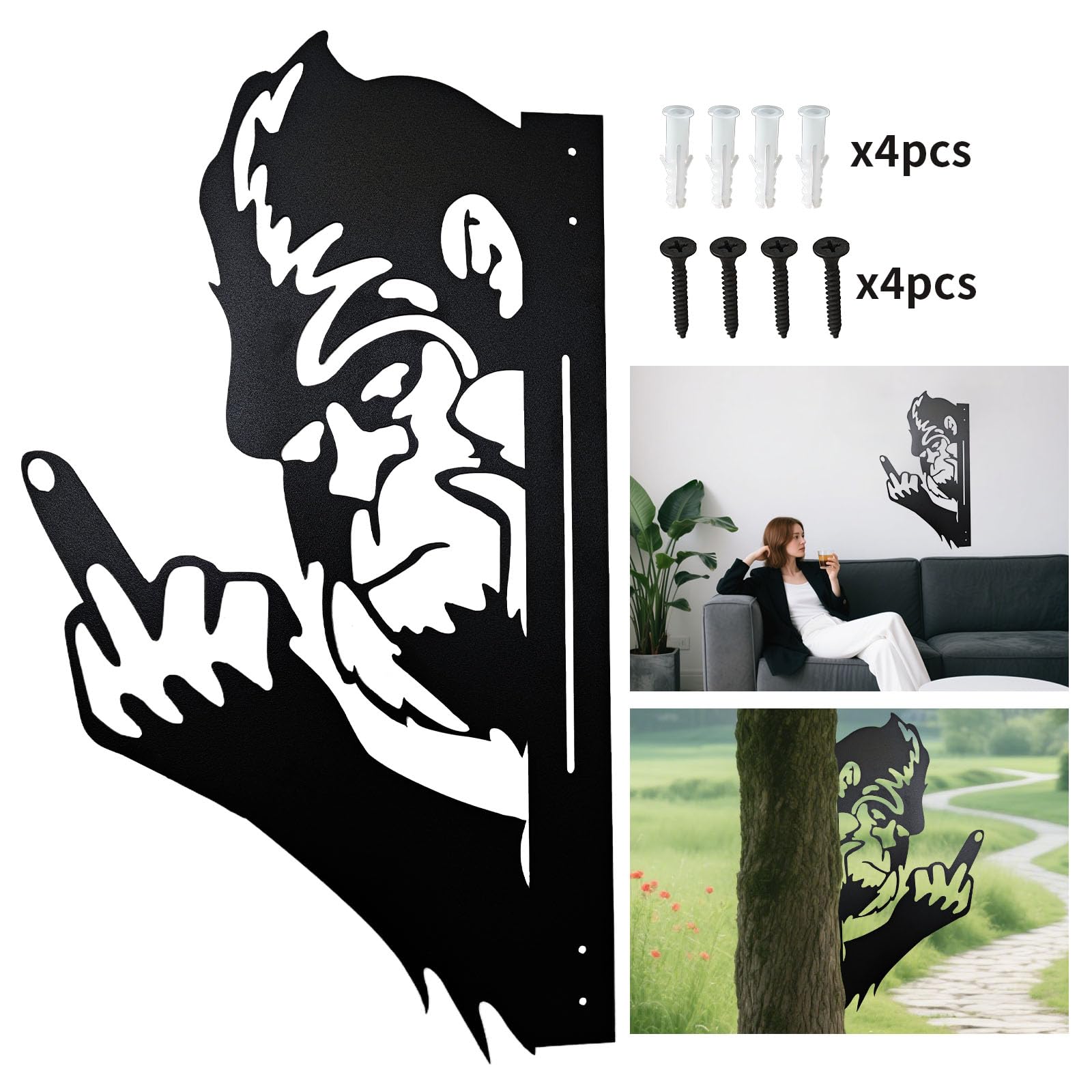 2025 Latest Peek-a-Boo Flipping Off Bigfoot Metal Art Showing