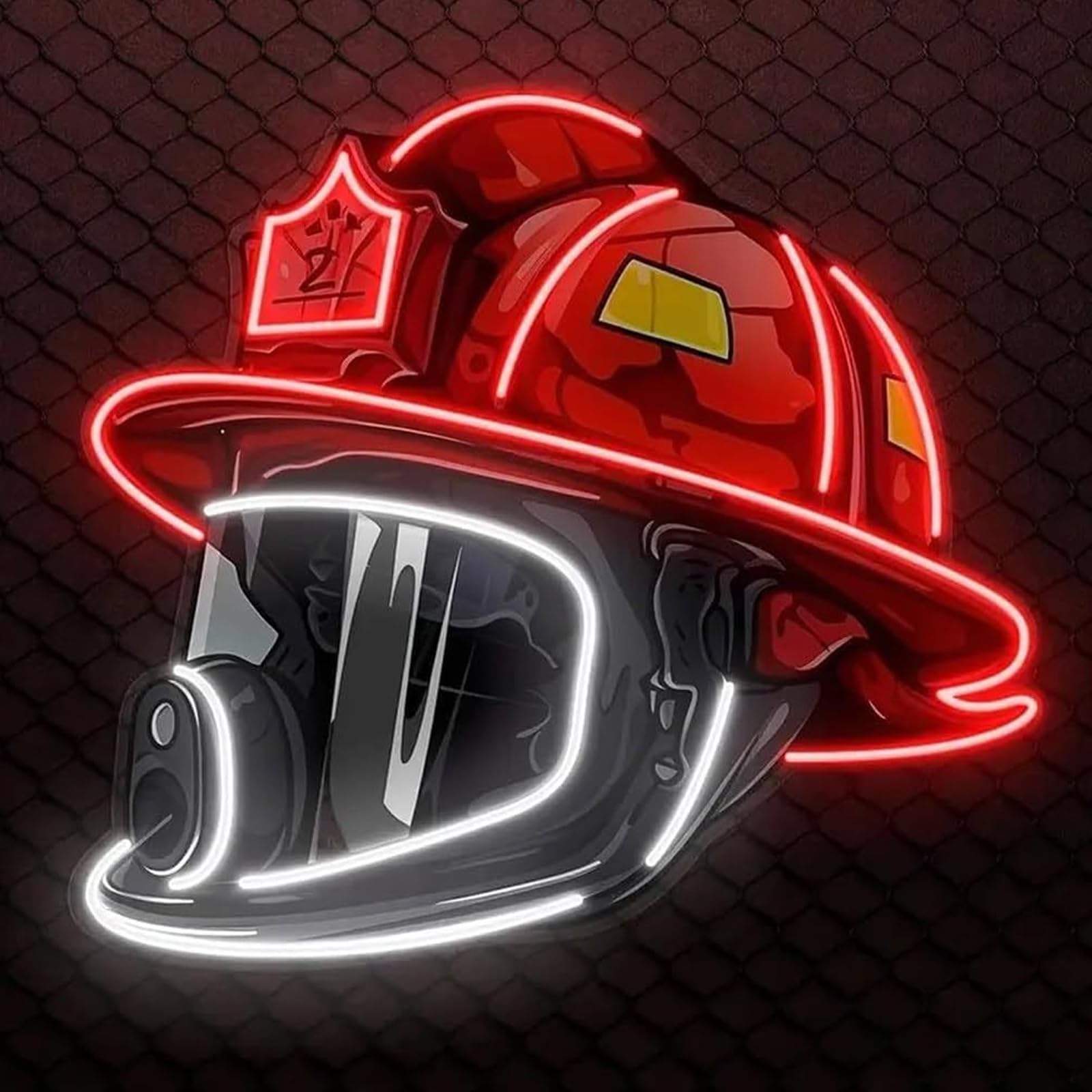 Firefighter Tribute Helmet Neon Light Ornament