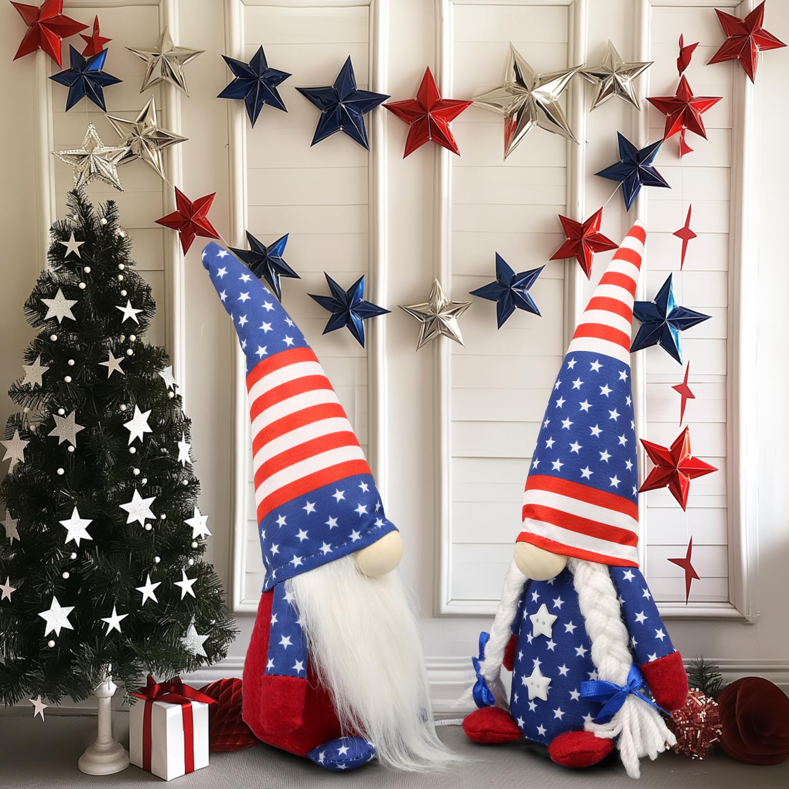 4th of July Decoration-Patriotic Plush Gnomes for Home 2 Pack