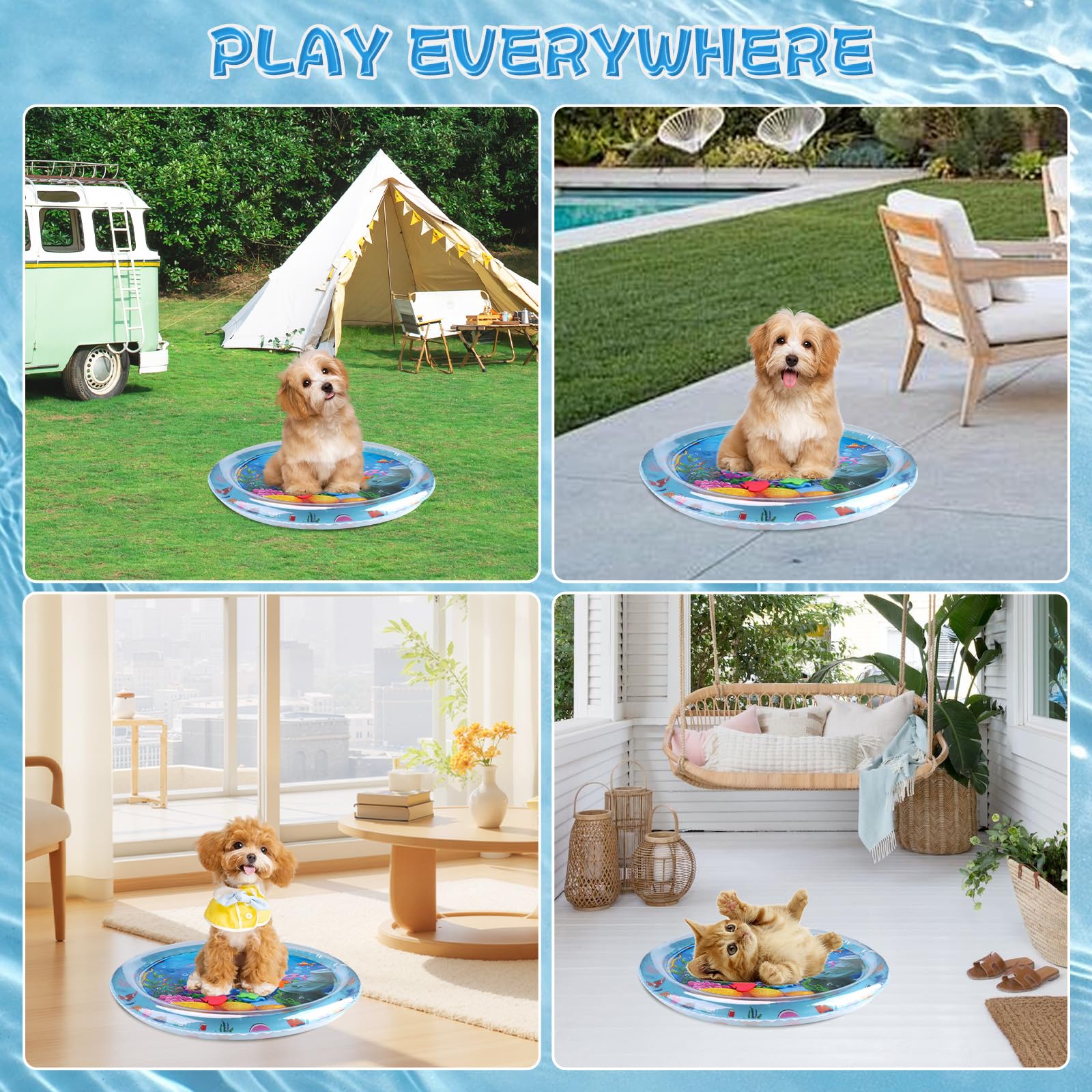 2025 New Thickened Summer Pets Cooling Water Sensory Play Mat for Cats Dog
