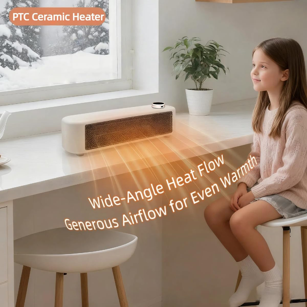 Portable Quiet Ceramic Space Heater with Tip-Over & Overheat Protection