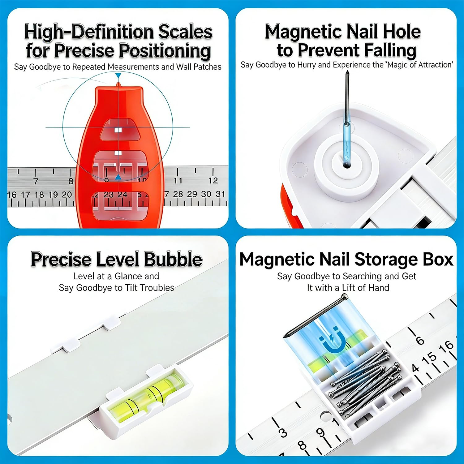 3-in-1 Level Ruler Picture Hanging Tool
