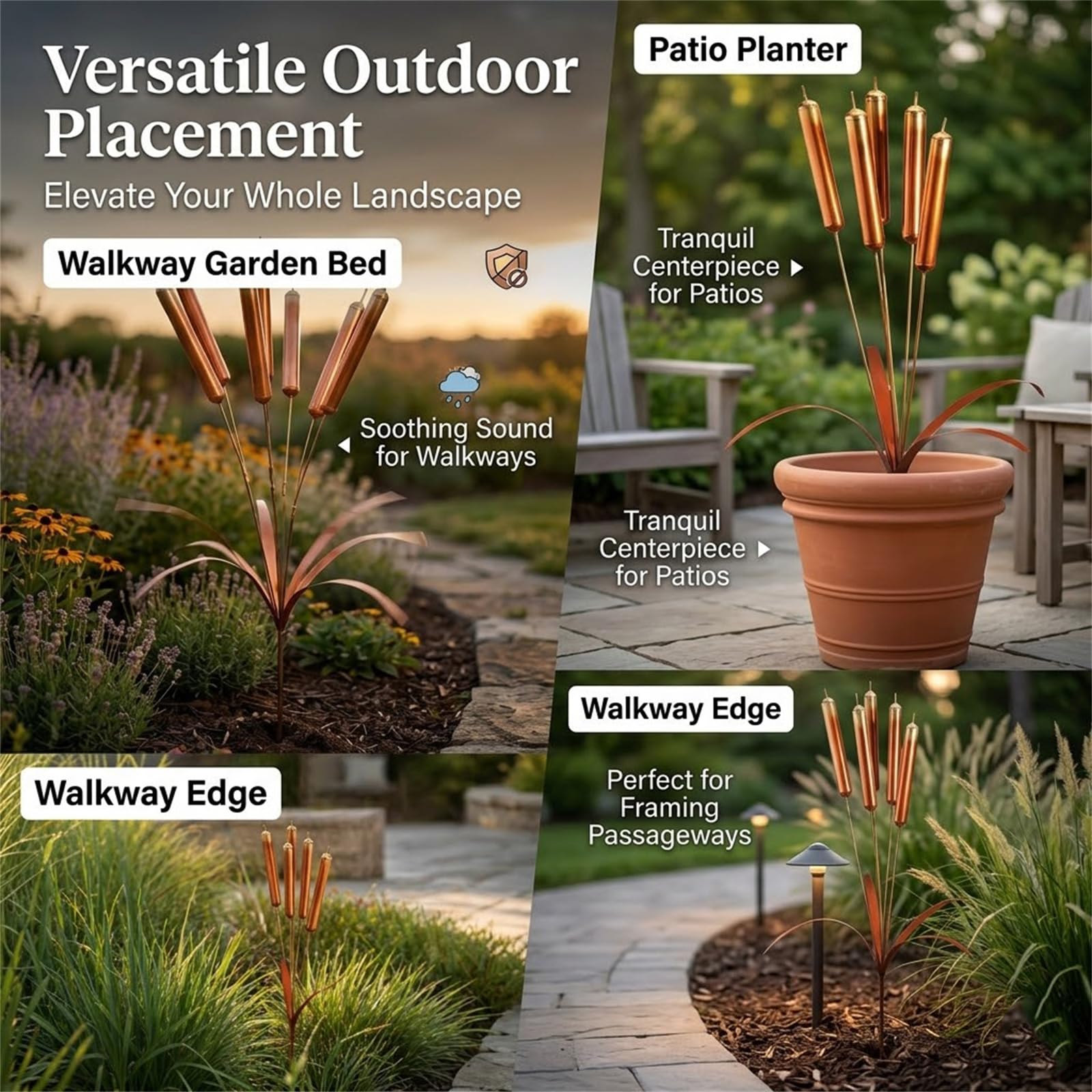 Copper Cattail Wind Chimes