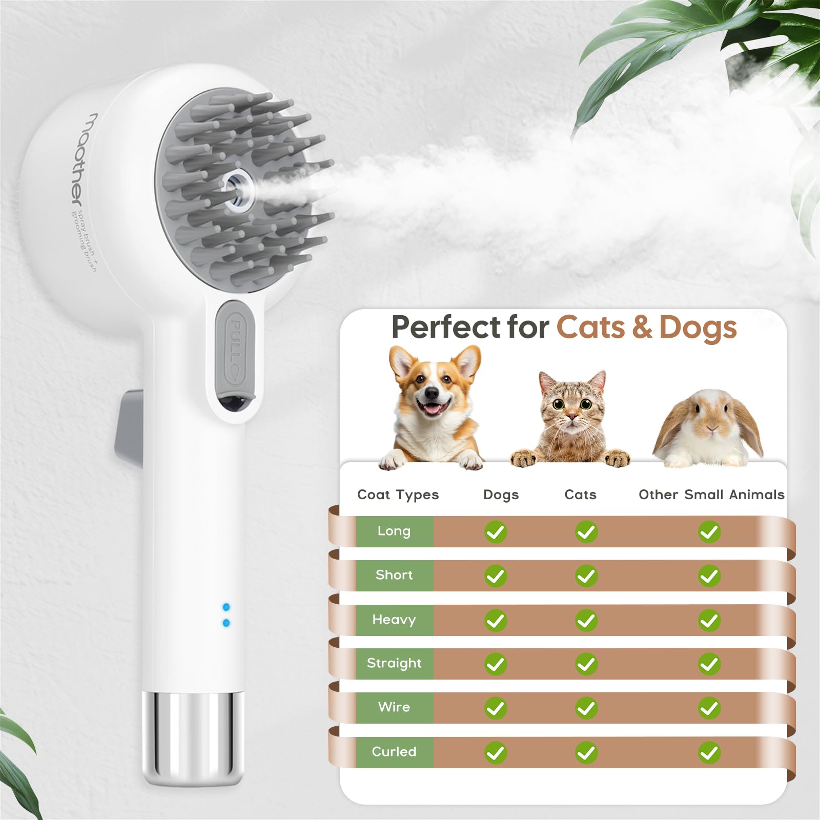 Double Sided Steam Pet Grooming Shedding Brush