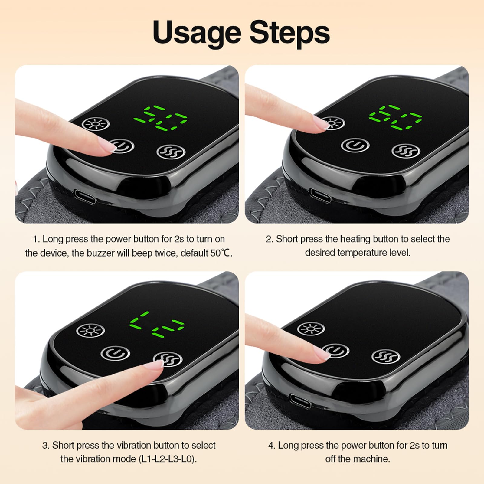 Electric Neck Massager with Heat - 3-Level Heating & Vibration for Pain Relief