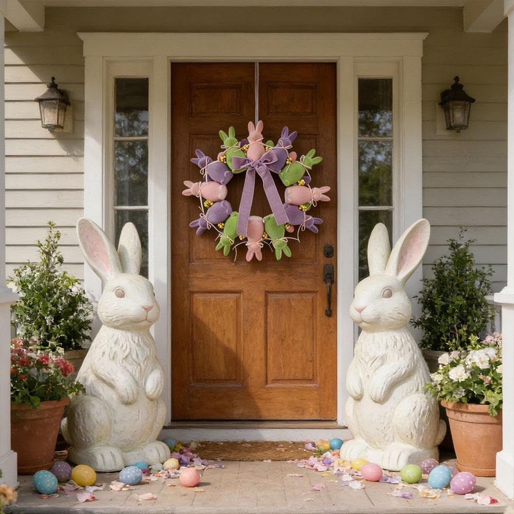 Flocked Bunny Wreath Door Hanger – Bring Home the Joy of Spring