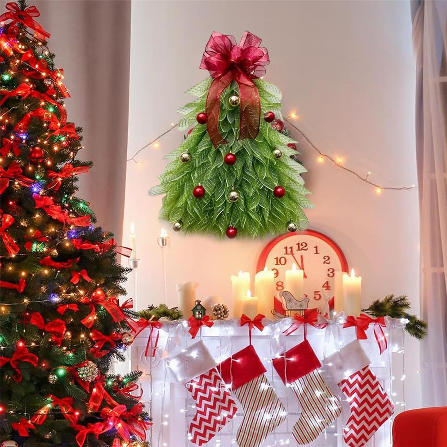 Last Day 50% OFF - Handmade Christmas Tree Wreath for Front Door