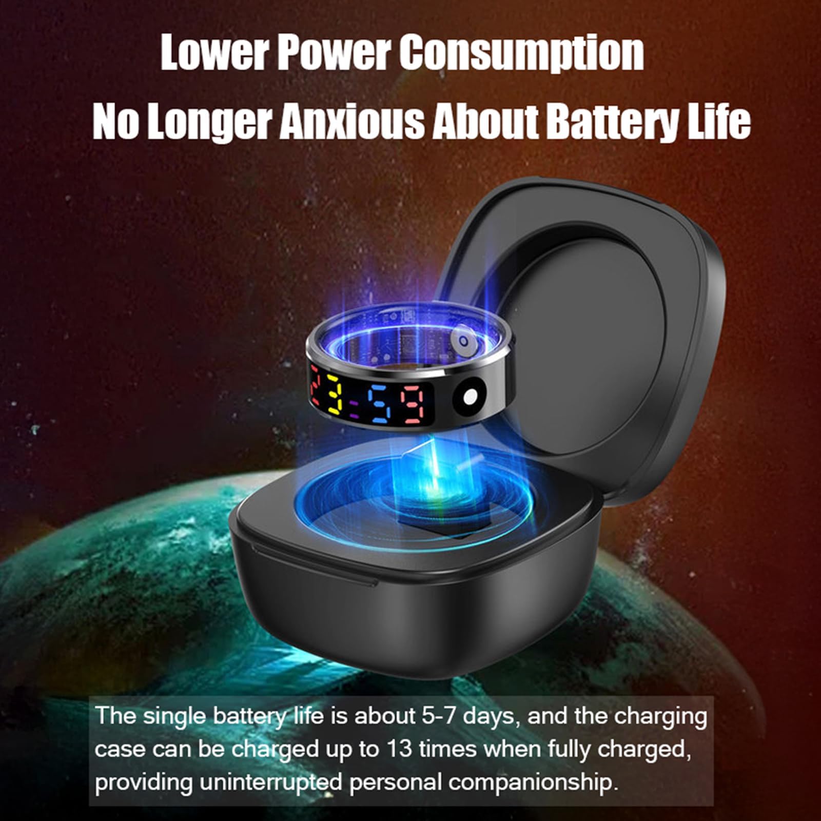 Color Screen Smart Health Ring for Women Men