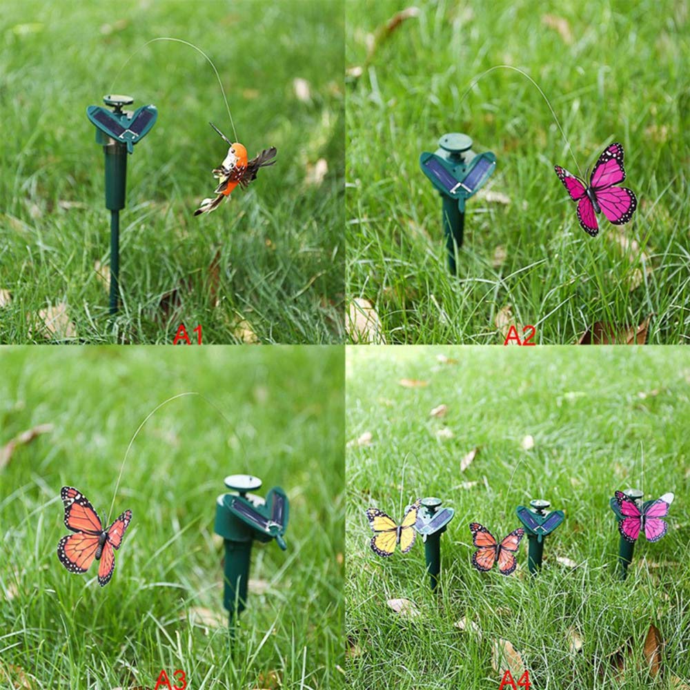 Solar Powered Fluttering Wobble Humming Bird and Butterfly