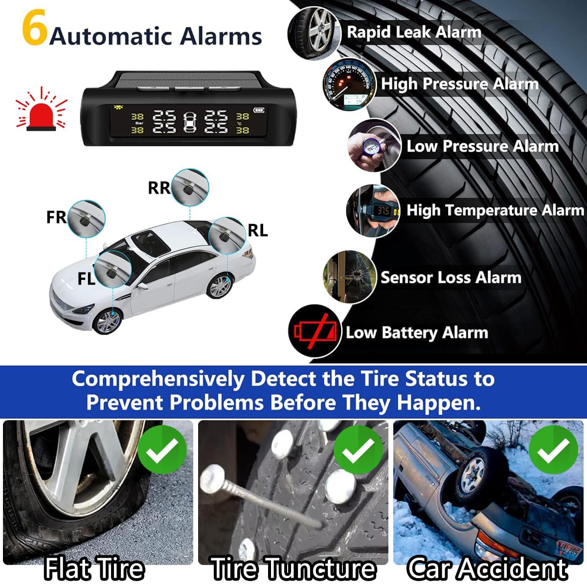 🏆Solar Powered Car Tire Pressure Monitoring Tool