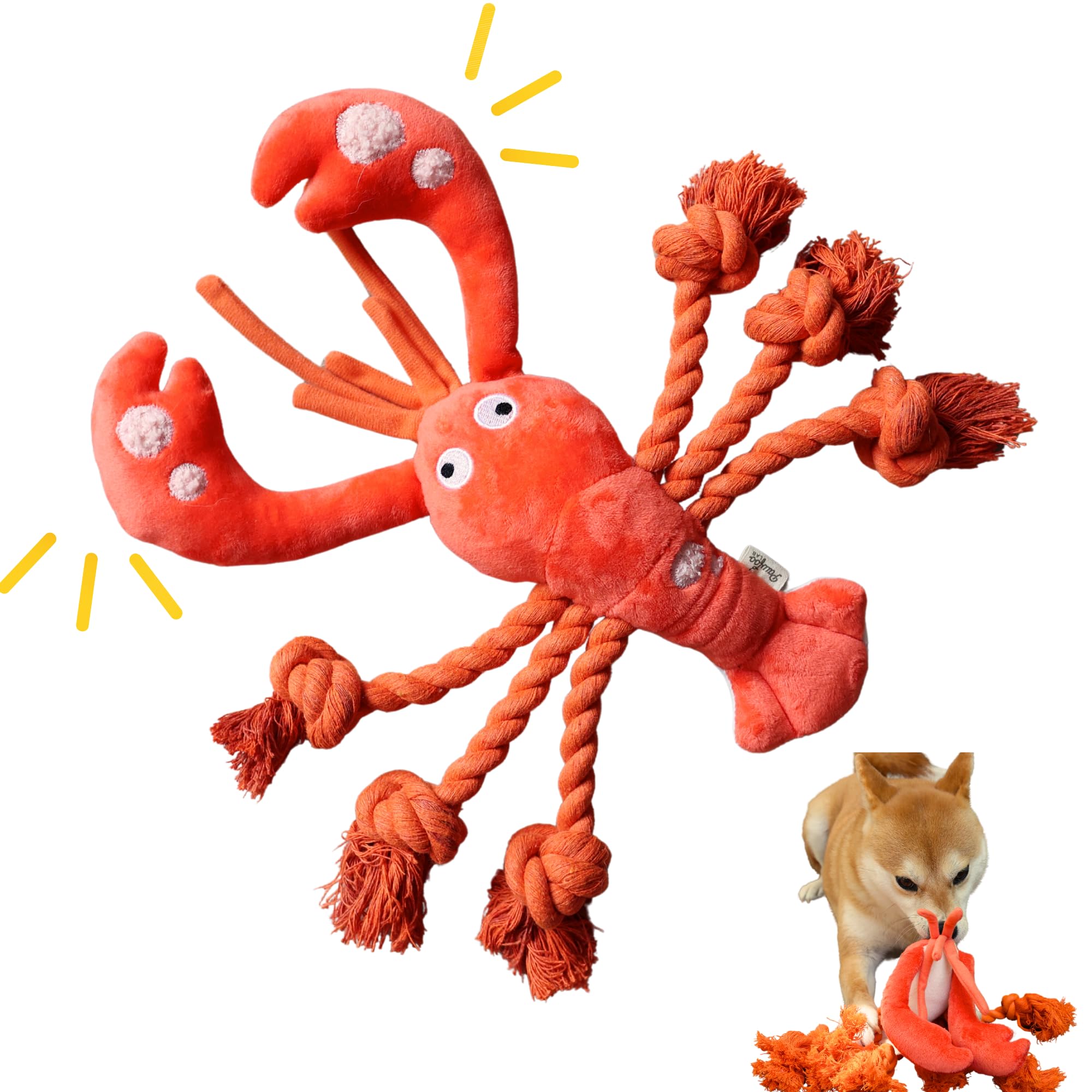 Lobster Dog Toys, Large Squeaky Plush Tug of War Dog Toys for Puppy, Small, Medium, Large Dogs
