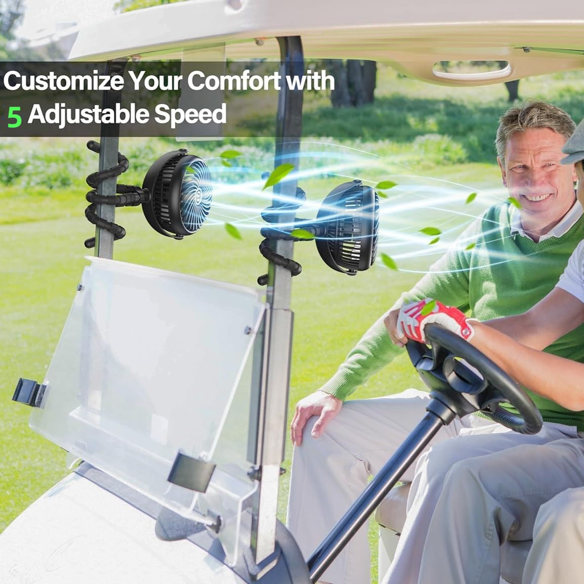 Rechargeable Golf Cart Fan with Flexible Tripod