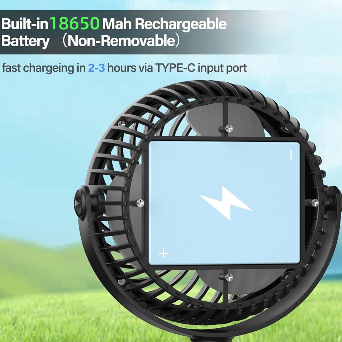 Rechargeable Golf Cart Fan with Flexible Tripod