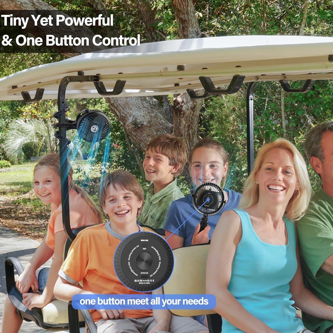 Rechargeable Golf Cart Fan with Flexible Tripod