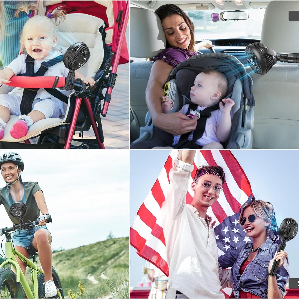 Rechargeable Golf Cart Fan with Flexible Tripod