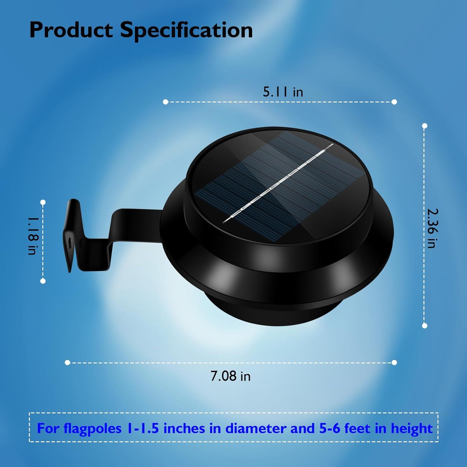 Solar Flag Pole Light Warm Light 3000K, Flagpole Solar Light for 1-1.5 in Diameter Flagpoles, Flag Light Solar Powered Outdoor Waterproof LED Dusk to Dawn Work 10+ Hours 100% Flag Coverage(White)