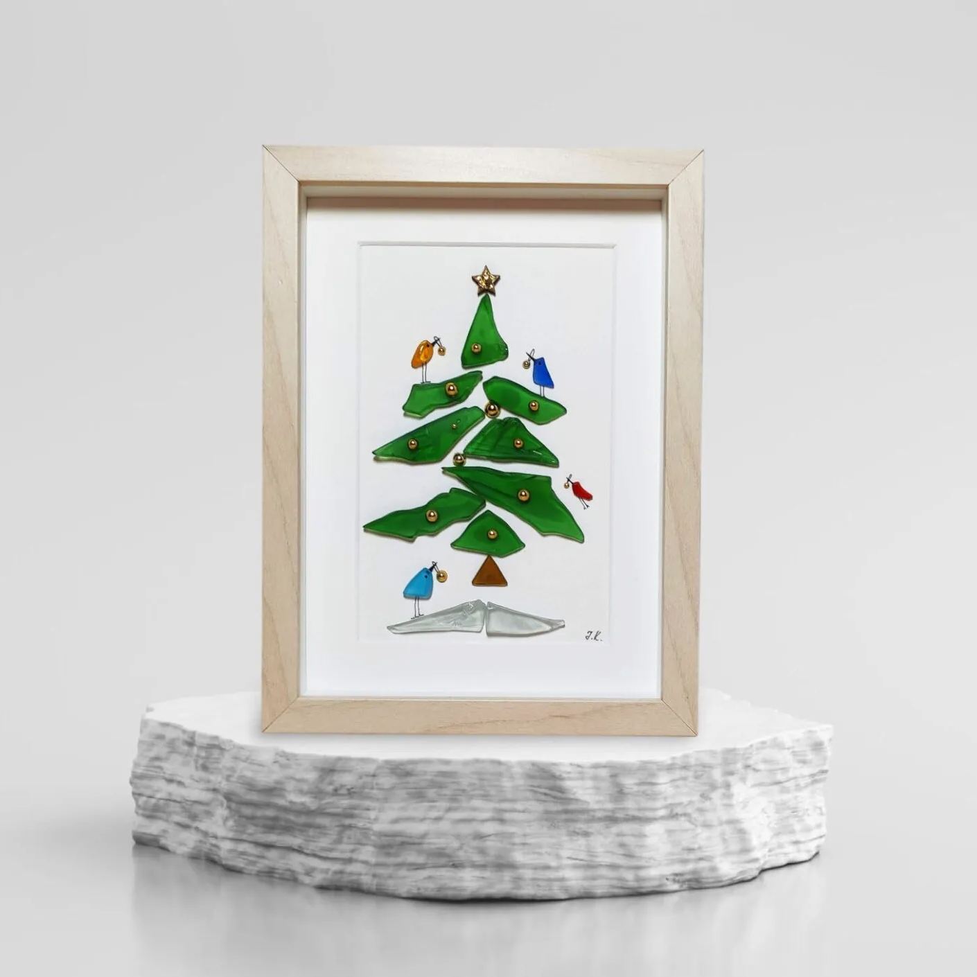 3D Art Sea Glass Christmas Tree Picture