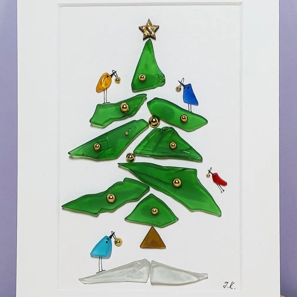 3D Art Sea Glass Christmas Tree Picture